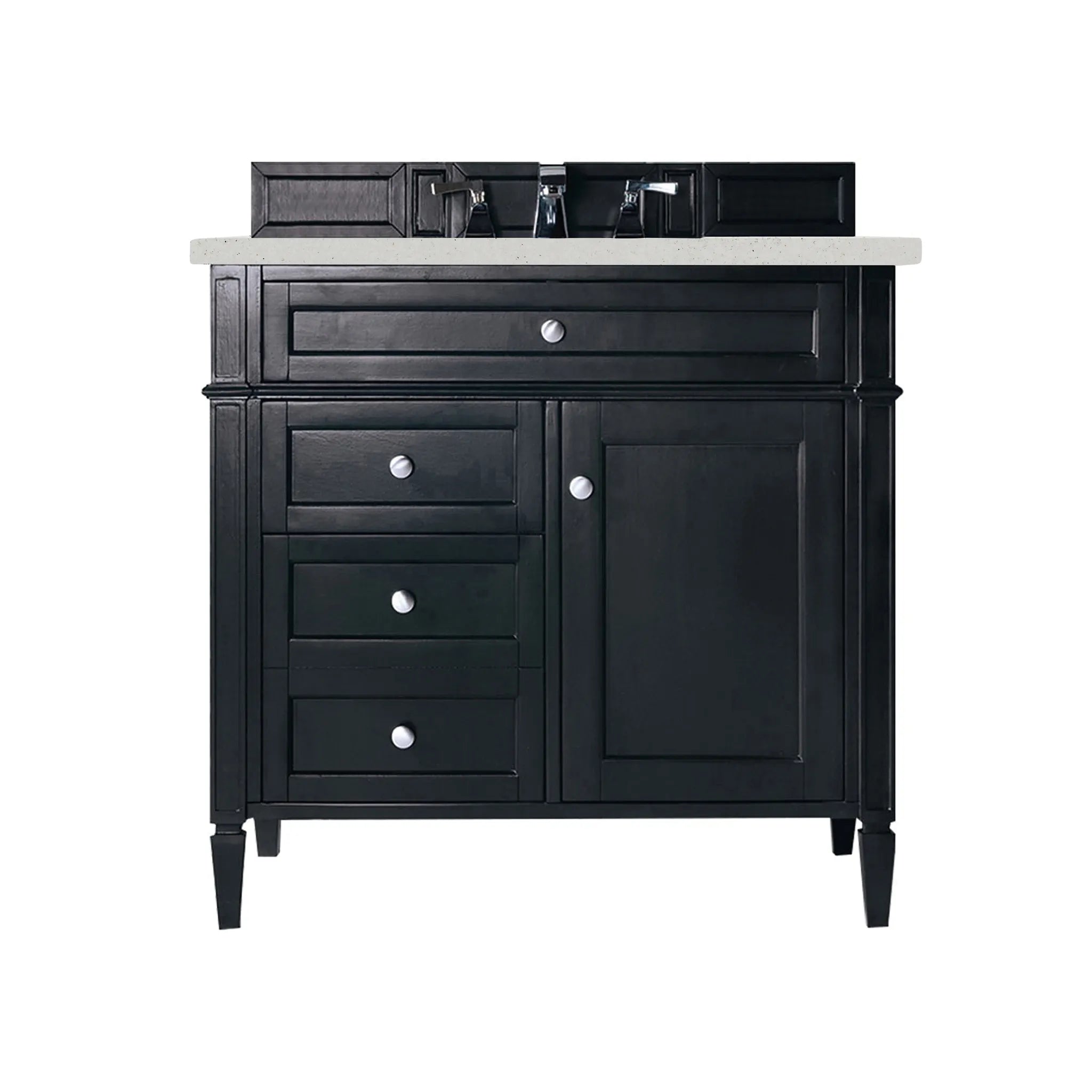 36" Brittany Single Vanity in Black Onyx-Lime Delight Silestone-8" Widespread image