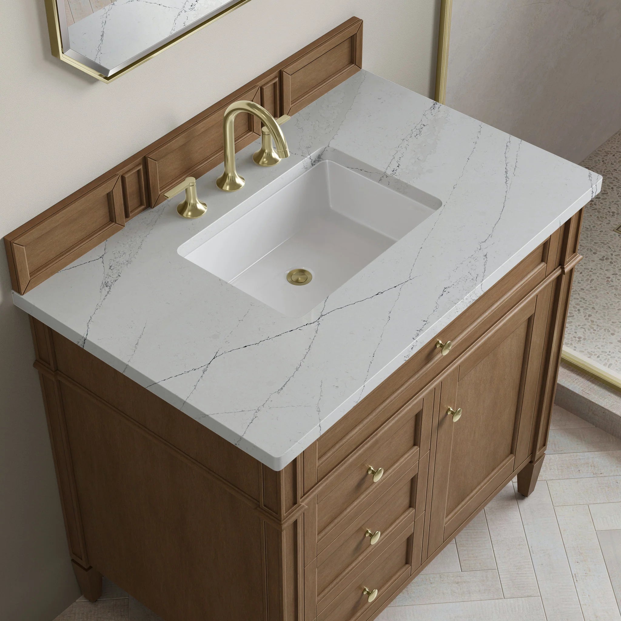 36" Brittany Single Vanity in Pecan by James Martin Vanities-Ethereal Noctis Silestone 5