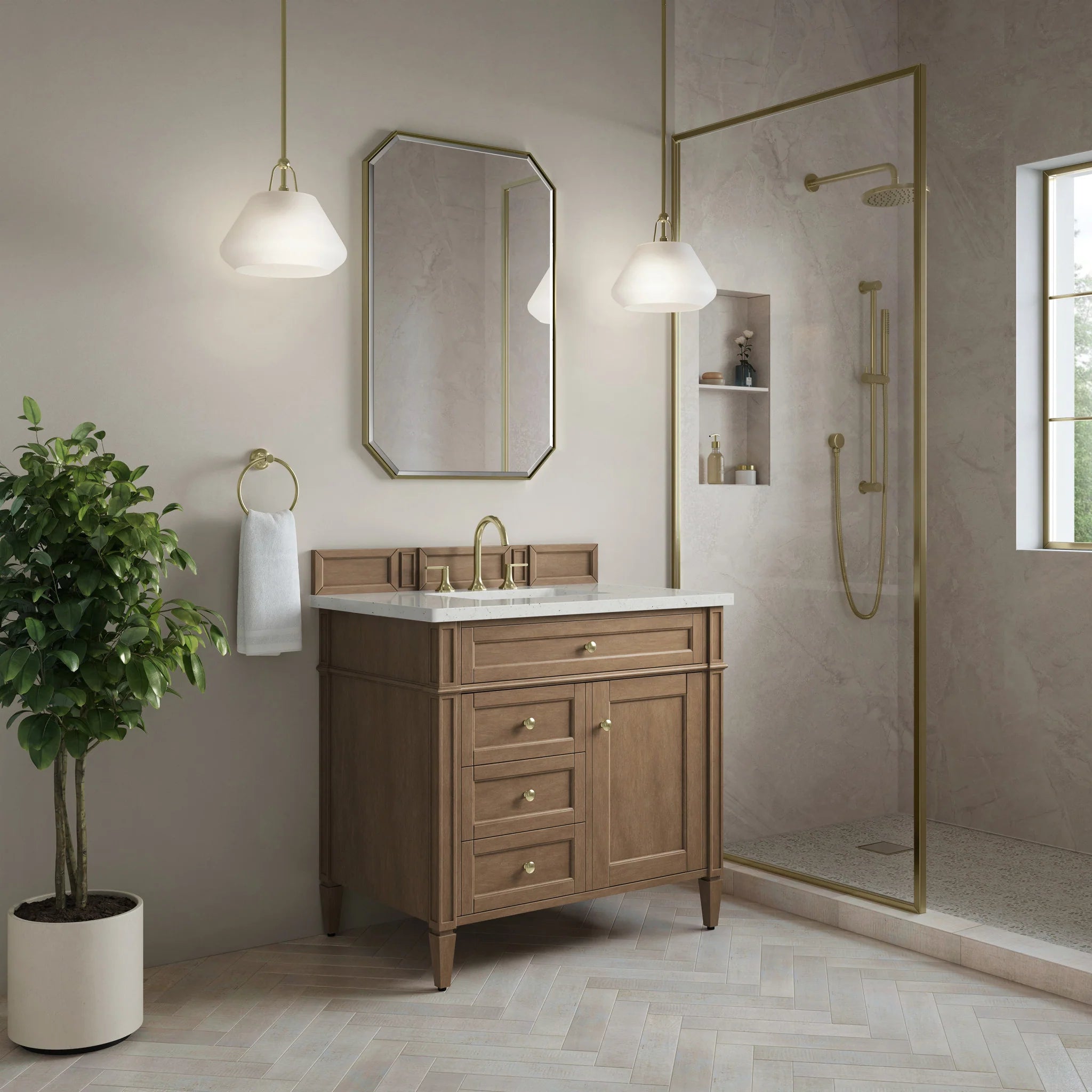 36" Brittany Single Vanity in Pecan by James Martin Vanities-Lime Delight Silestone 2