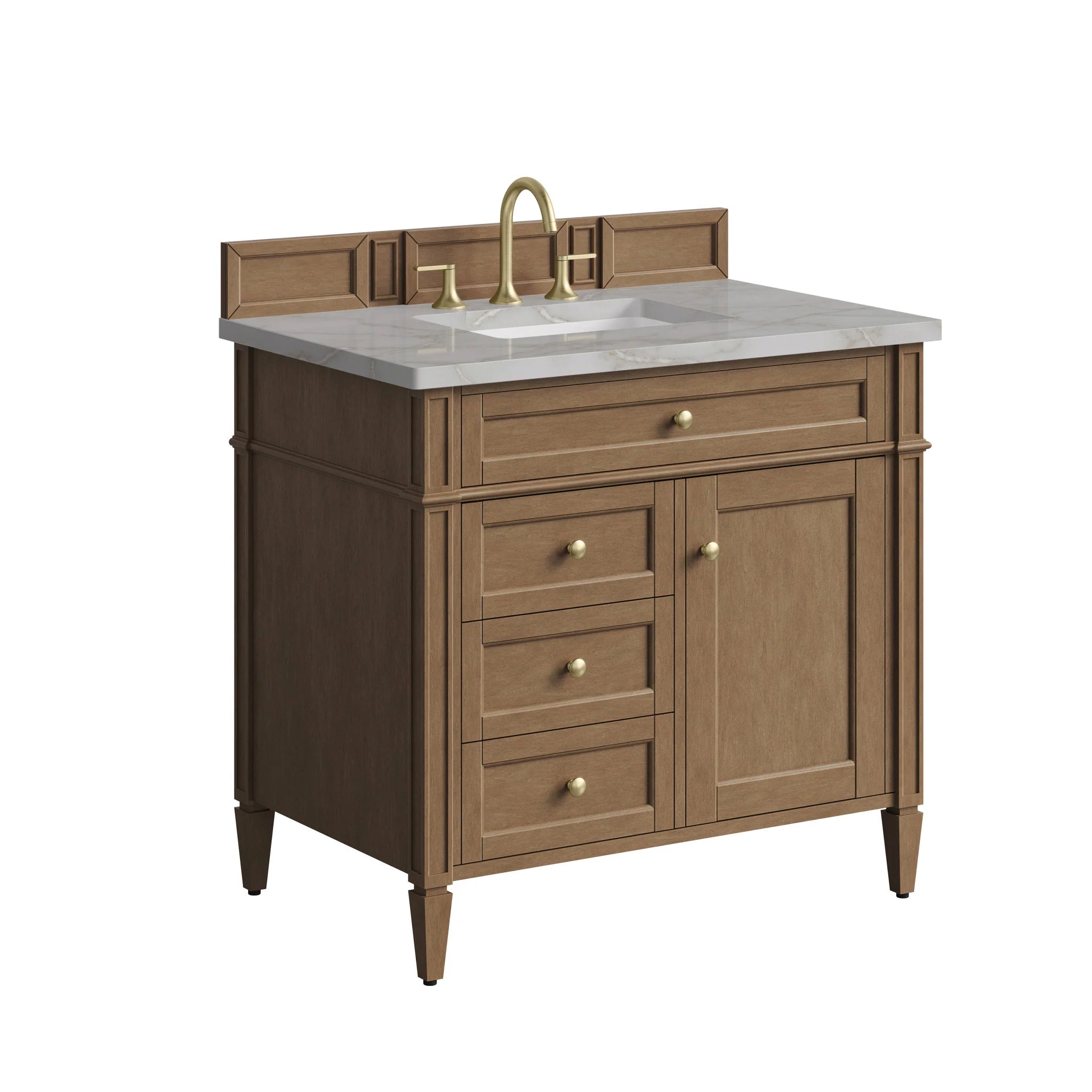 36" Brittany Single Vanity in Pecan by James Martin Vanities-Victorian Silver Silestone 8