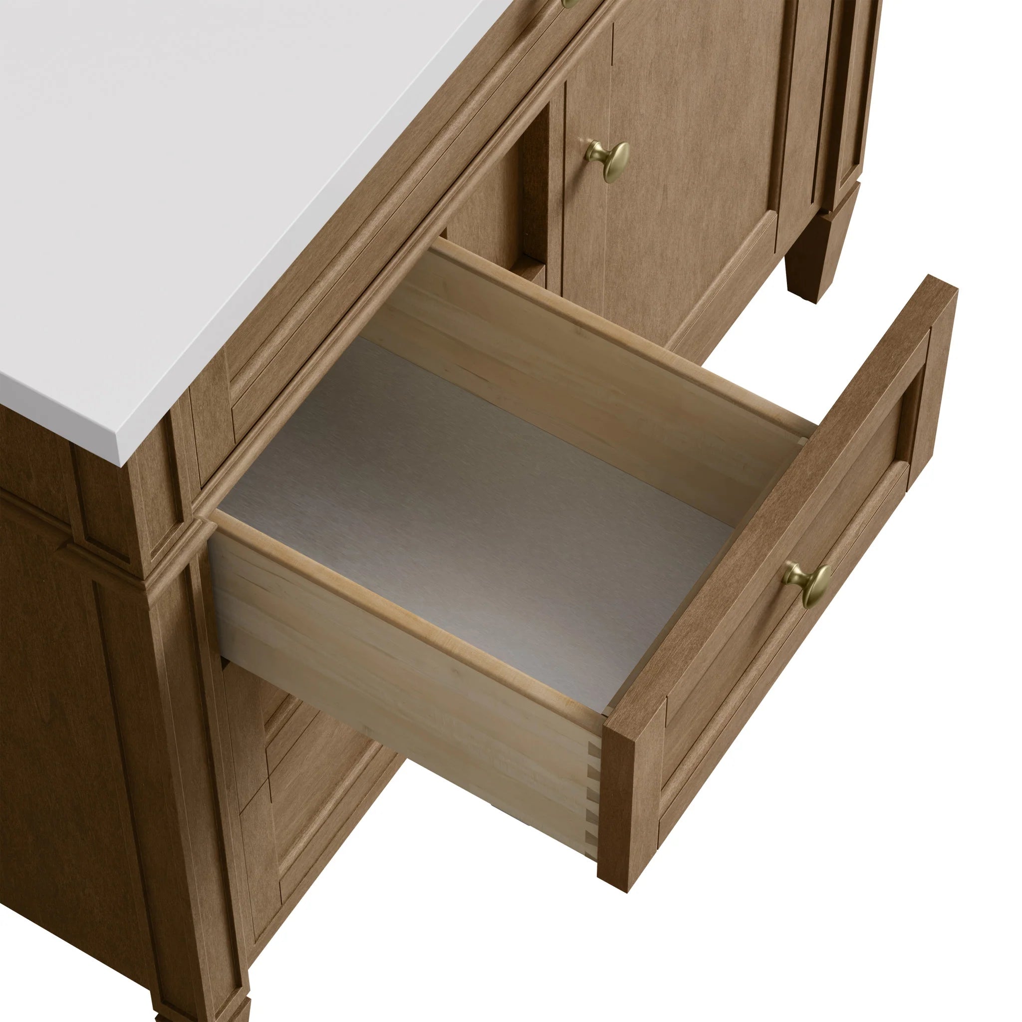36" Brittany Single Vanity in Pecan by James Martin Vanities-White Zeus Silestone 14