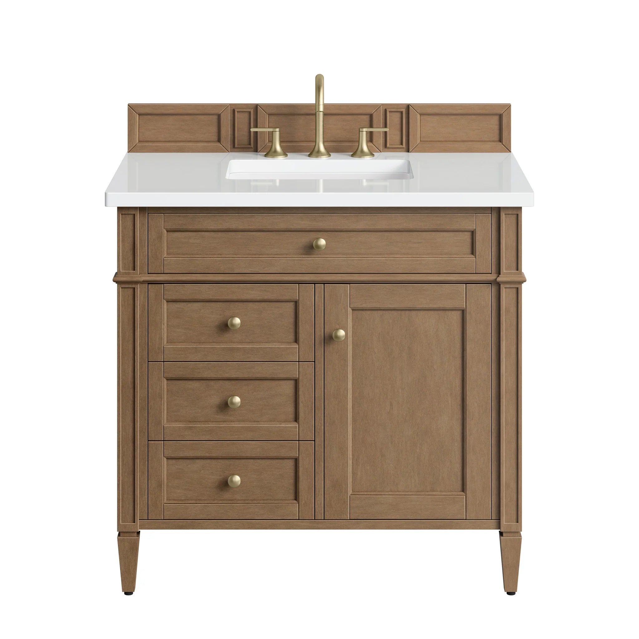 36" Brittany Single Vanity in Pecan by James Martin Vanities-White Zeus Silestone 