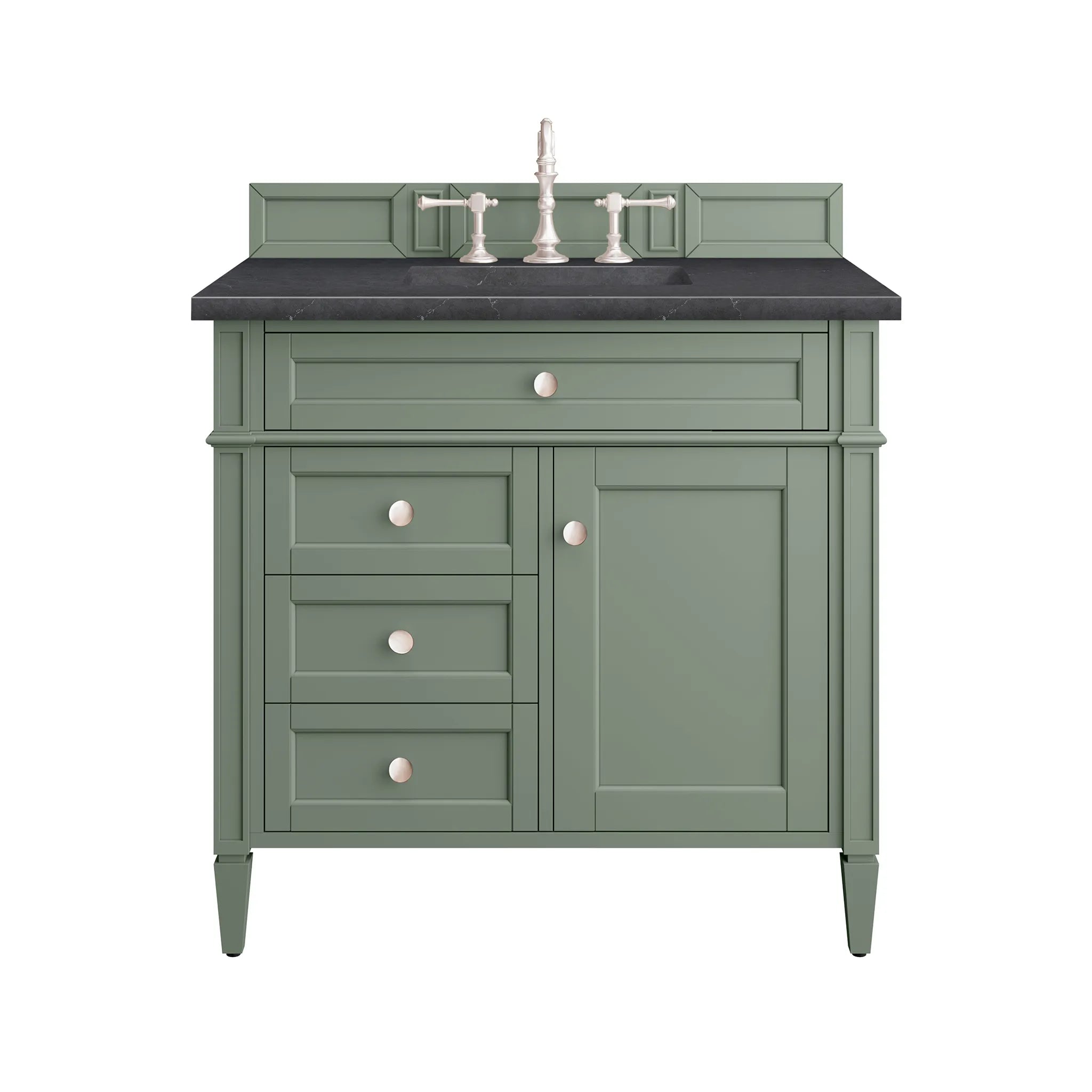 36" Brittany Single Vanity in Smokey Celadon-Charcoal Soapstone Silestone-8" Widespread image