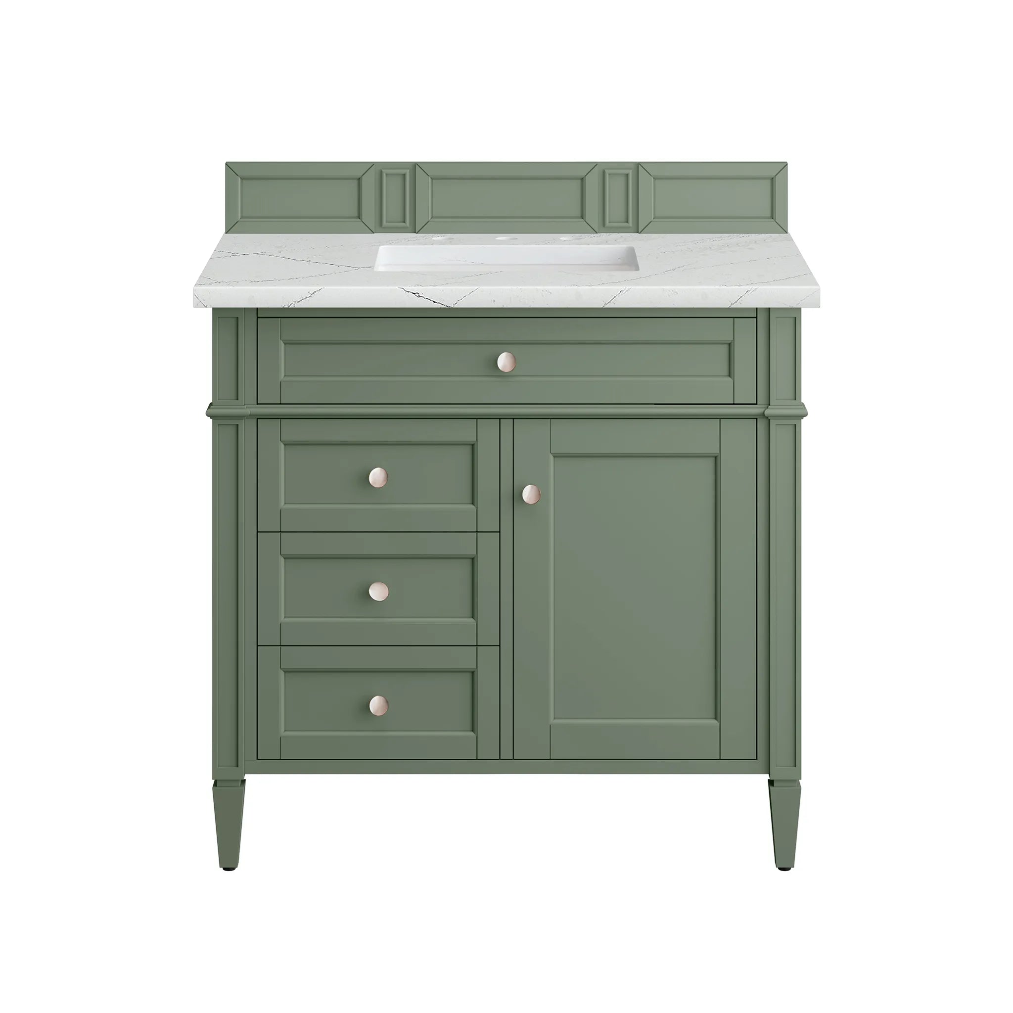 36" Brittany Single Vanity in Smokey Celadon-Ethereal Noctis Silestone-8" Widespread image 1