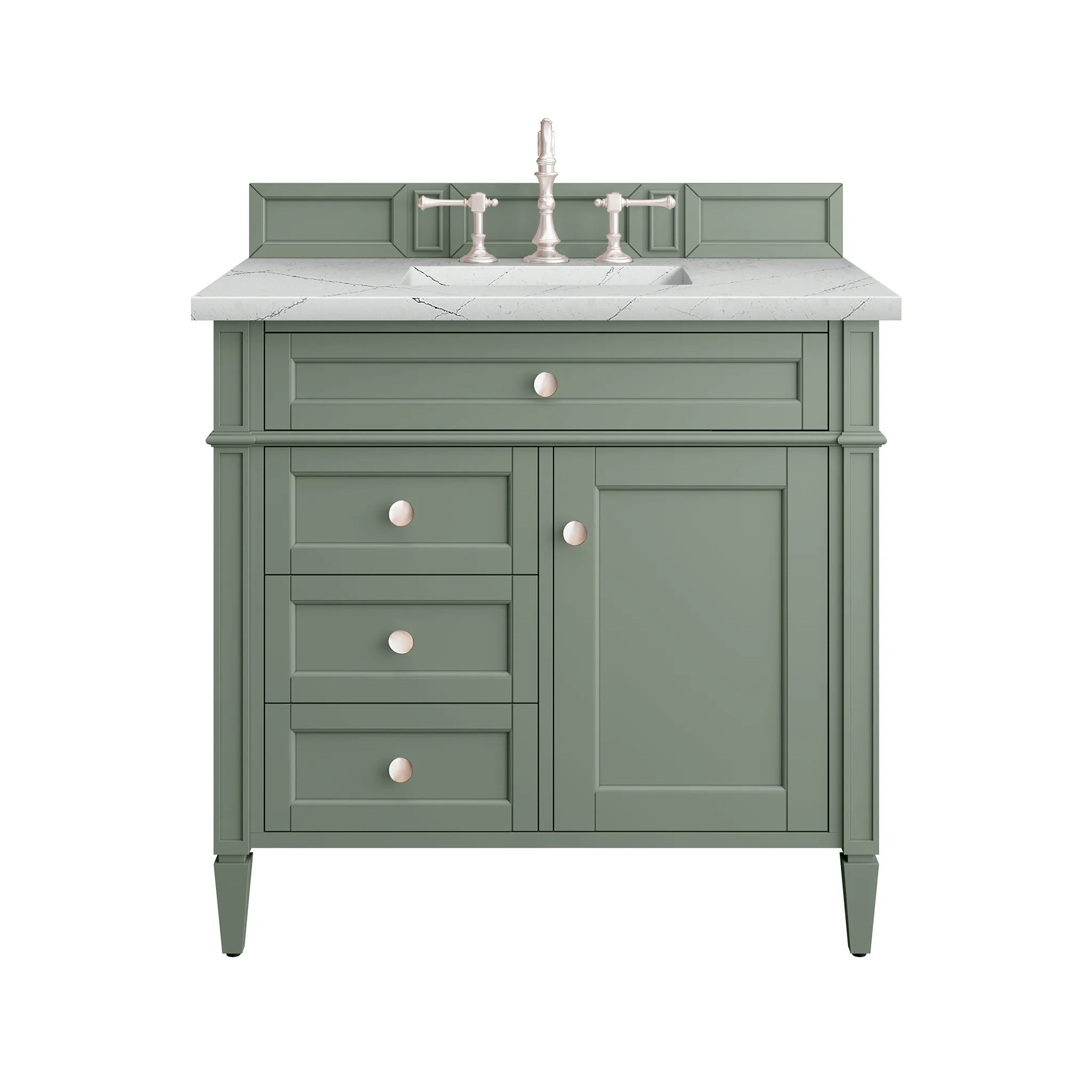 36" Brittany Single Vanity in Smokey Celadon-Ethereal Noctis Silestone-8" Widespread image