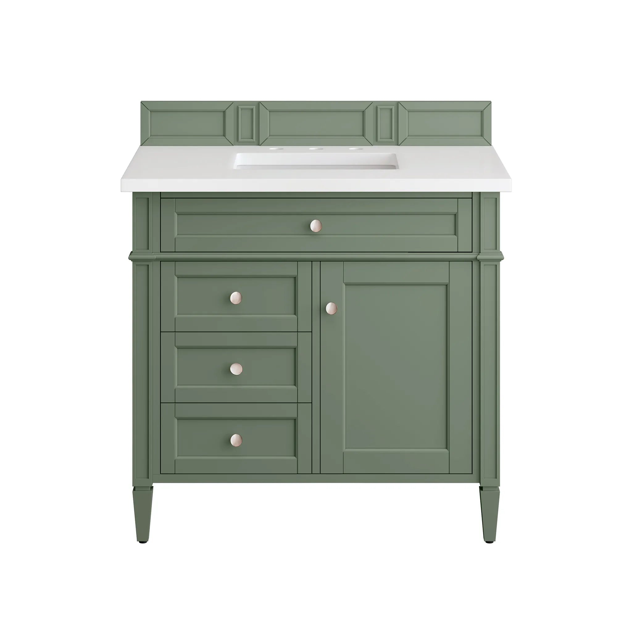 36" Brittany Single Vanity in Smokey Celadon-White Zeus Silestone-8" Widespread image 1