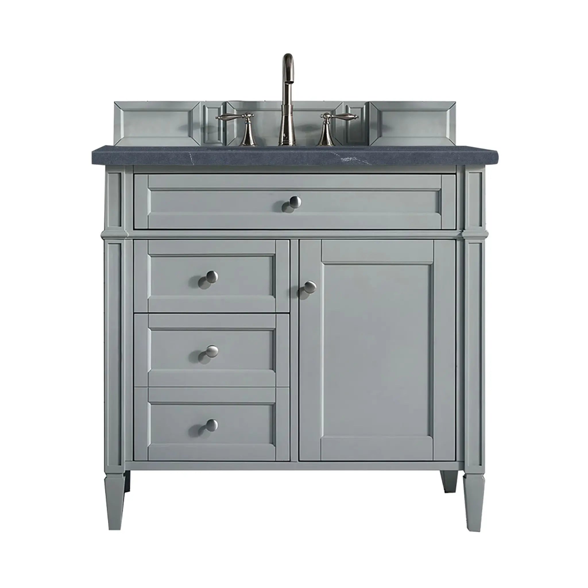 36" Brittany Single Vanity in Urban Gray-Charcoal Soapstone Silestone-8" Widespread image