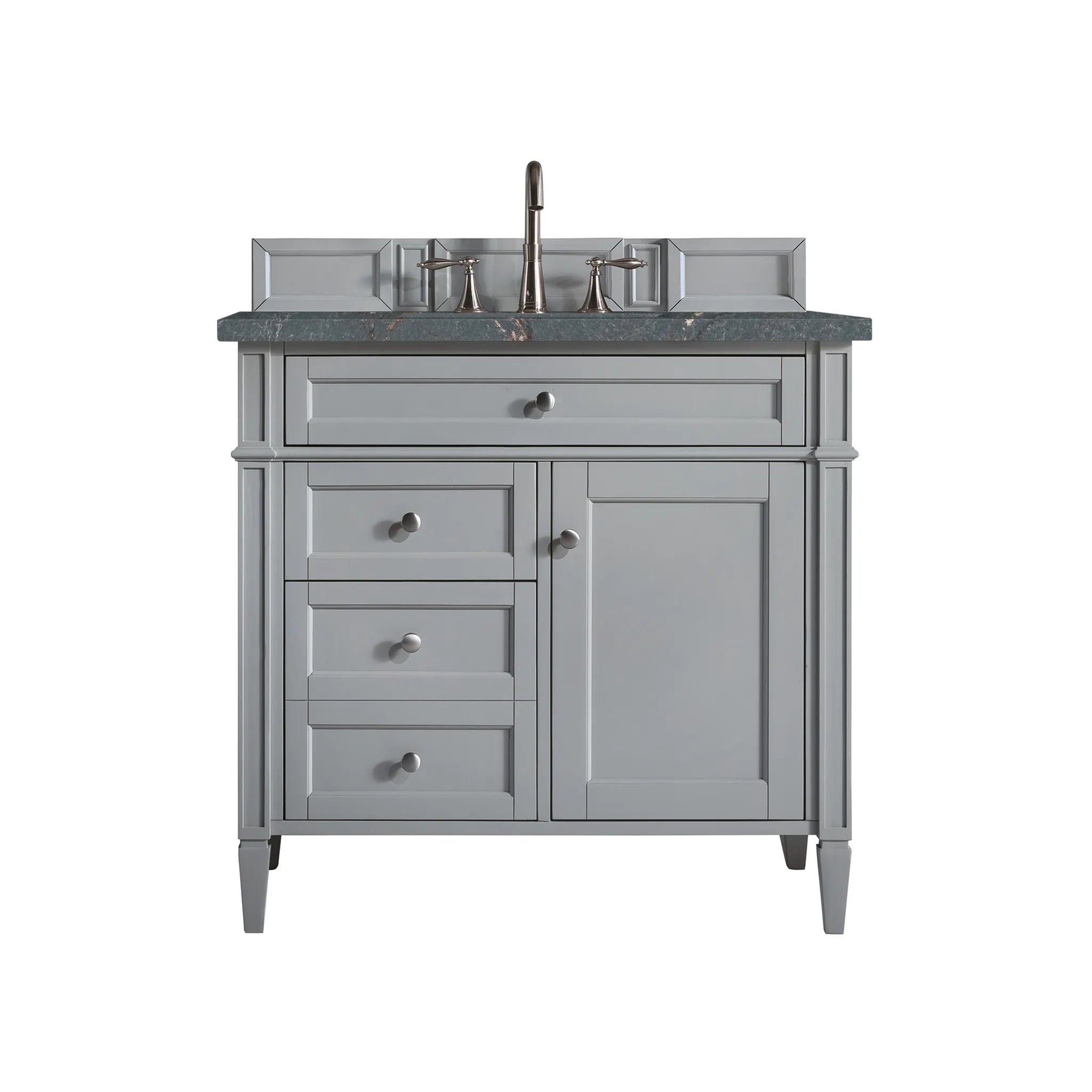 36" Brittany Single Vanity in Urban Gray-Parisien Bleu Silestone-8" Widespread image