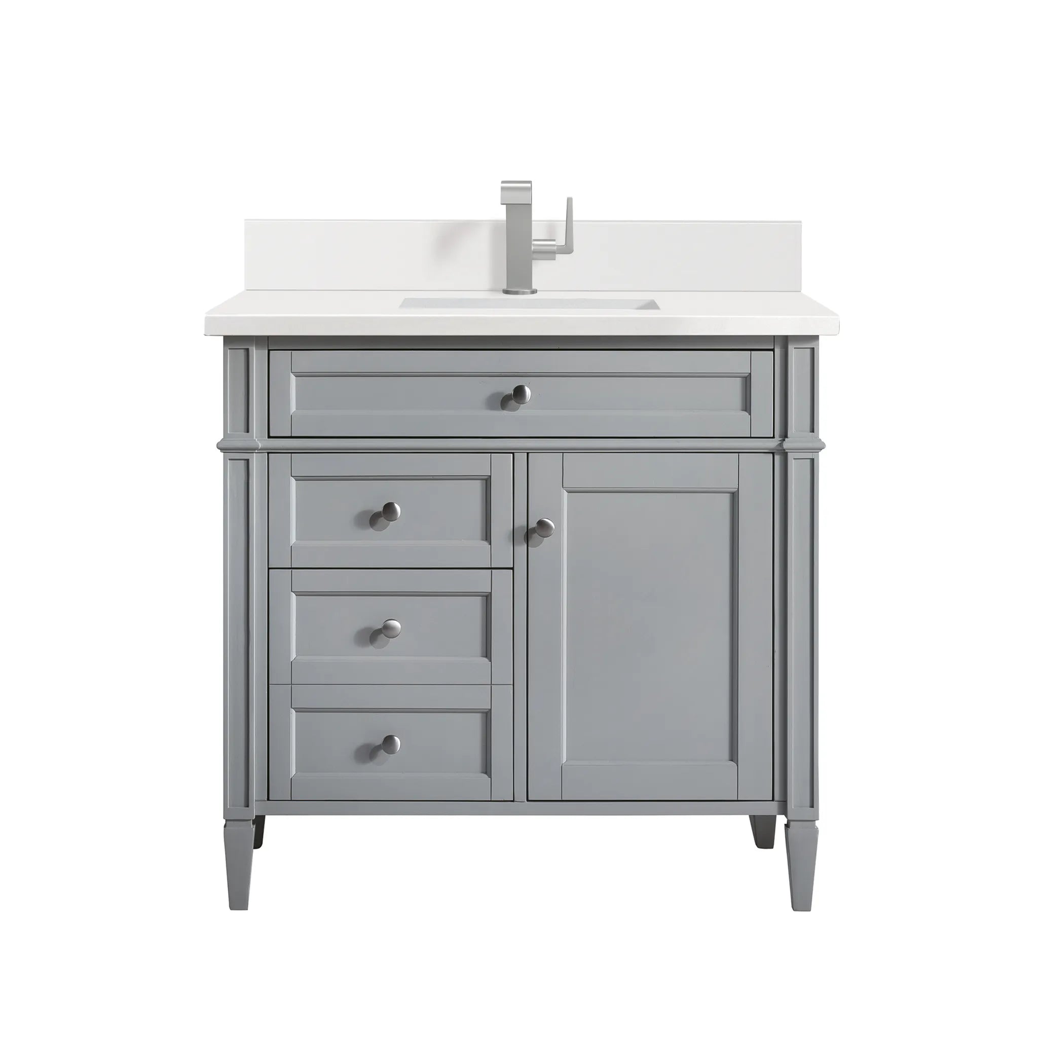 36" Brittany Single Vanity in Urban Gray-White Zeus Silestone & Backsplash-Single Hole image