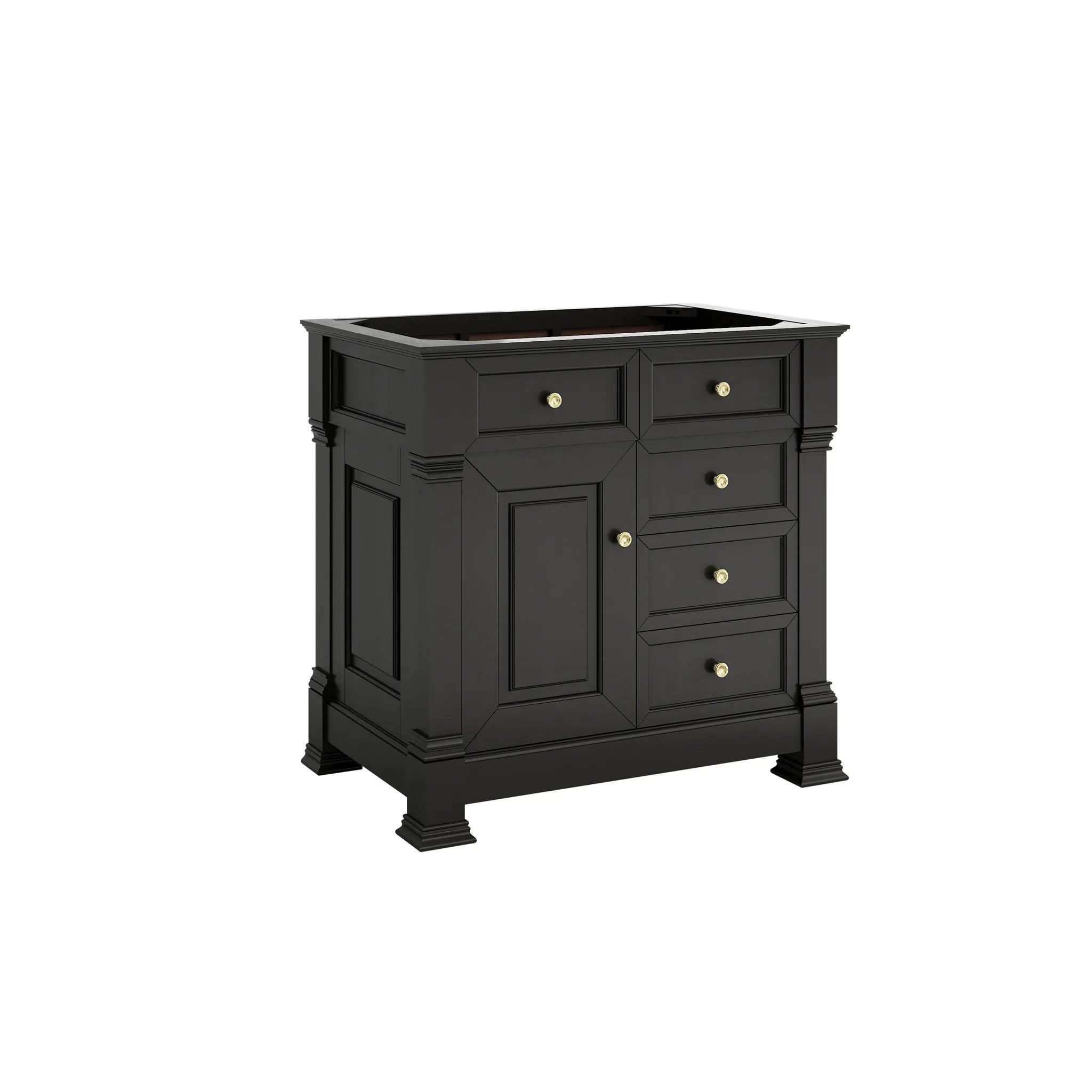 36" Brookfield Single Vanity in Black Onyx-Carrara White Marble-8" Widespread image 1