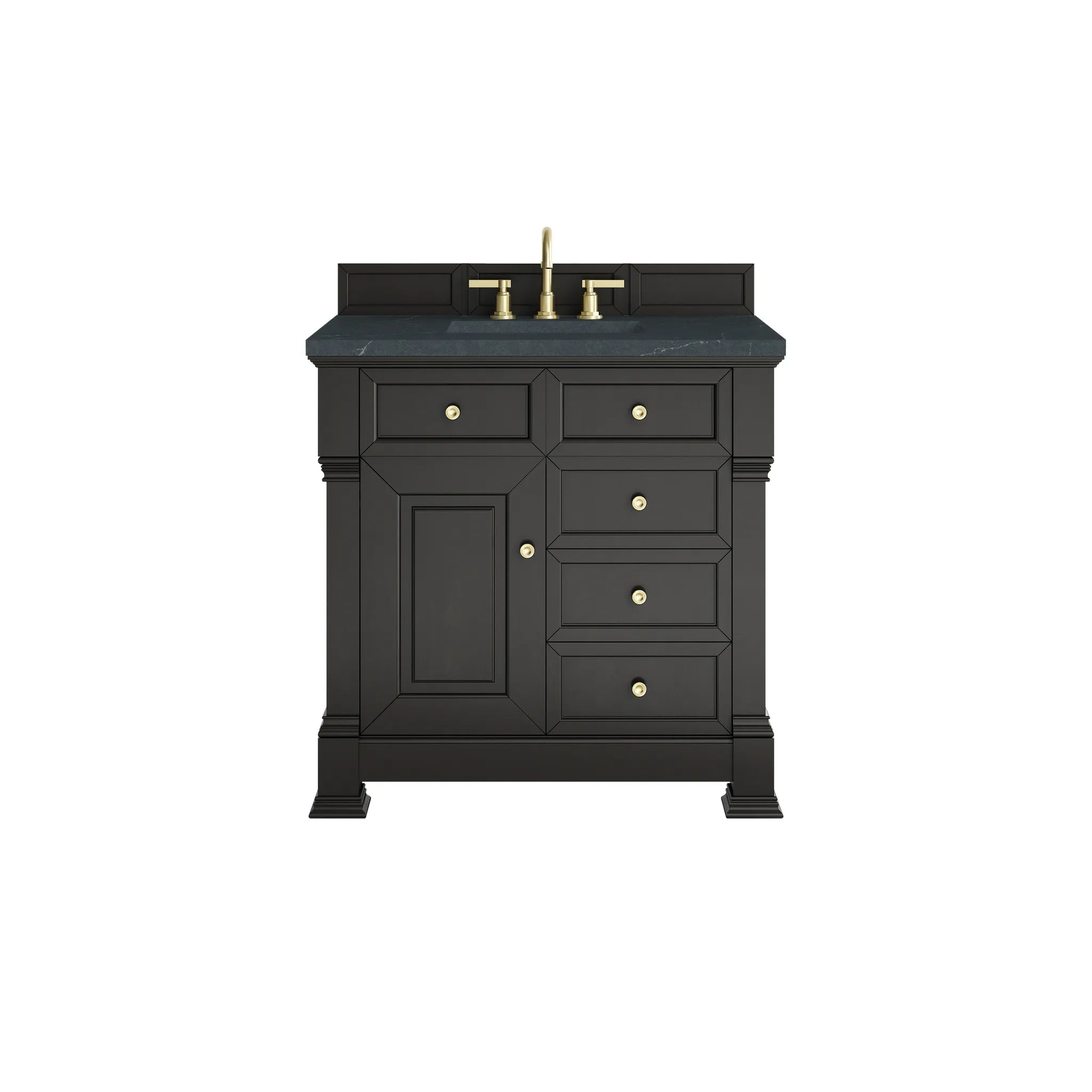 36" Brookfield Single Vanity in Black Onyx-Charcoal Soapstone Silestone-8" Widespread image