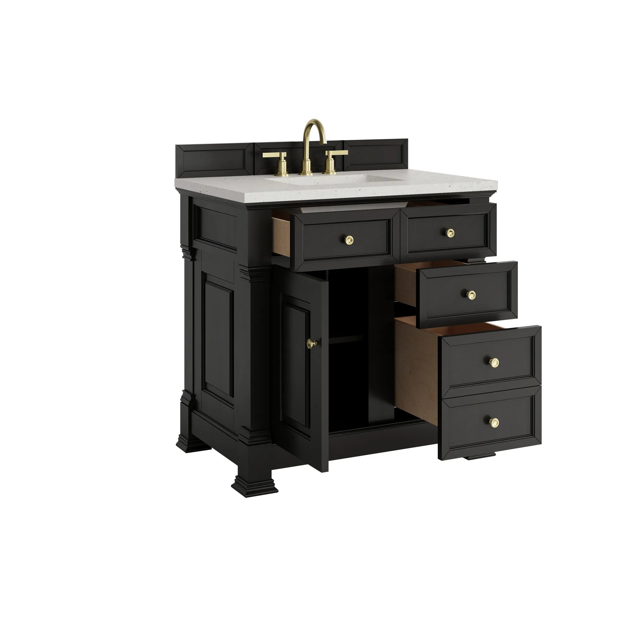 36" Brookfield Single Vanity in Black Onyx-Lime Delight Silestone-8" Widespread image 7