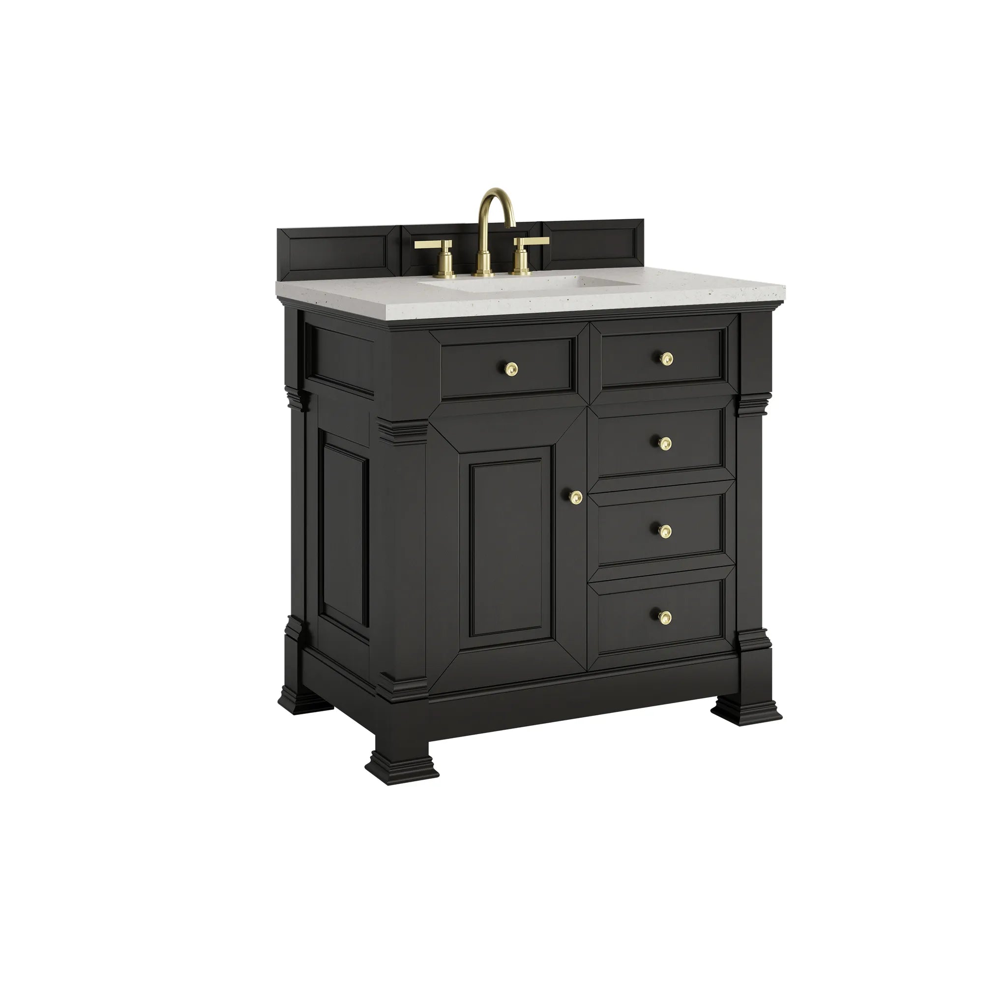 36" Brookfield Single Vanity in Black Onyx-Lime Delight Silestone-8" Widespread image 9