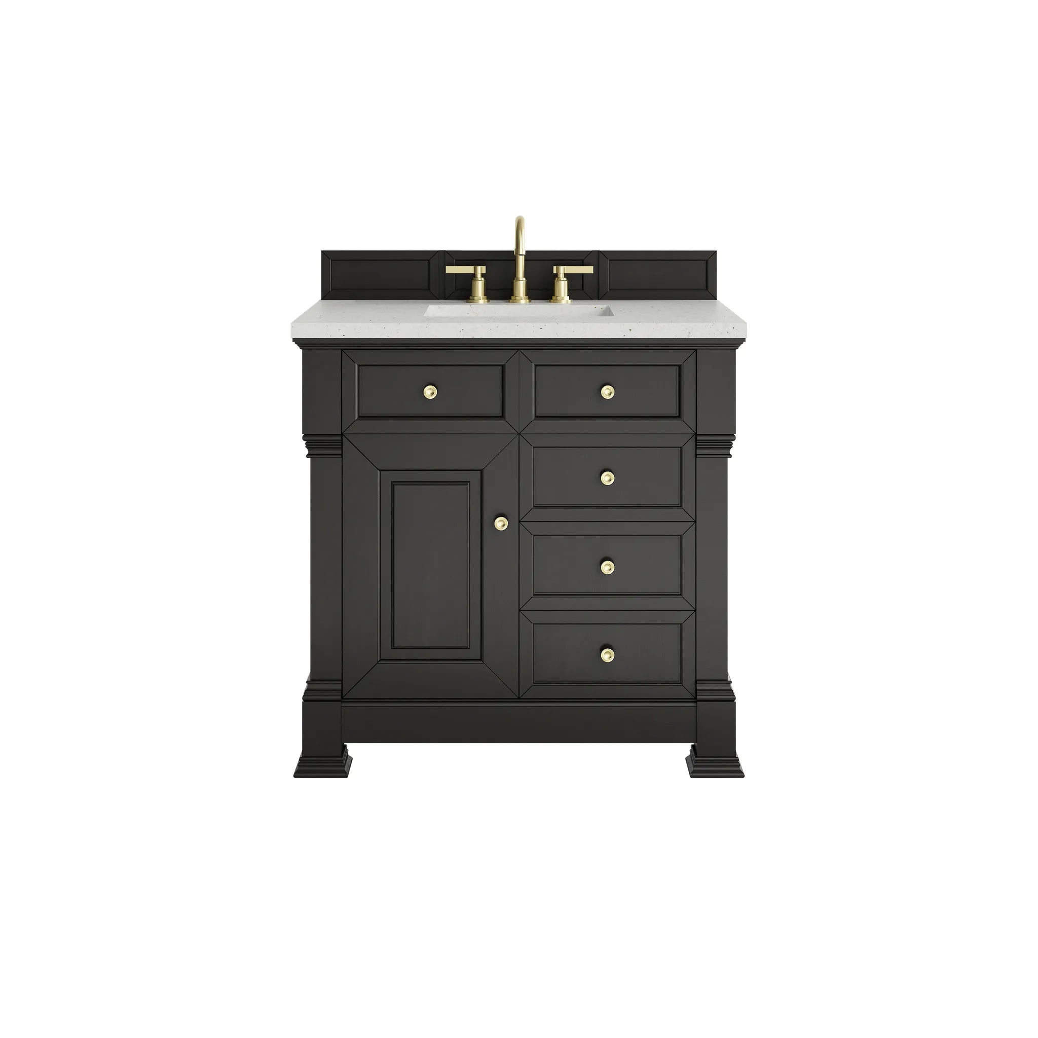 36" Brookfield Single Vanity in Black Onyx-Lime Delight Silestone-8" Widespread image