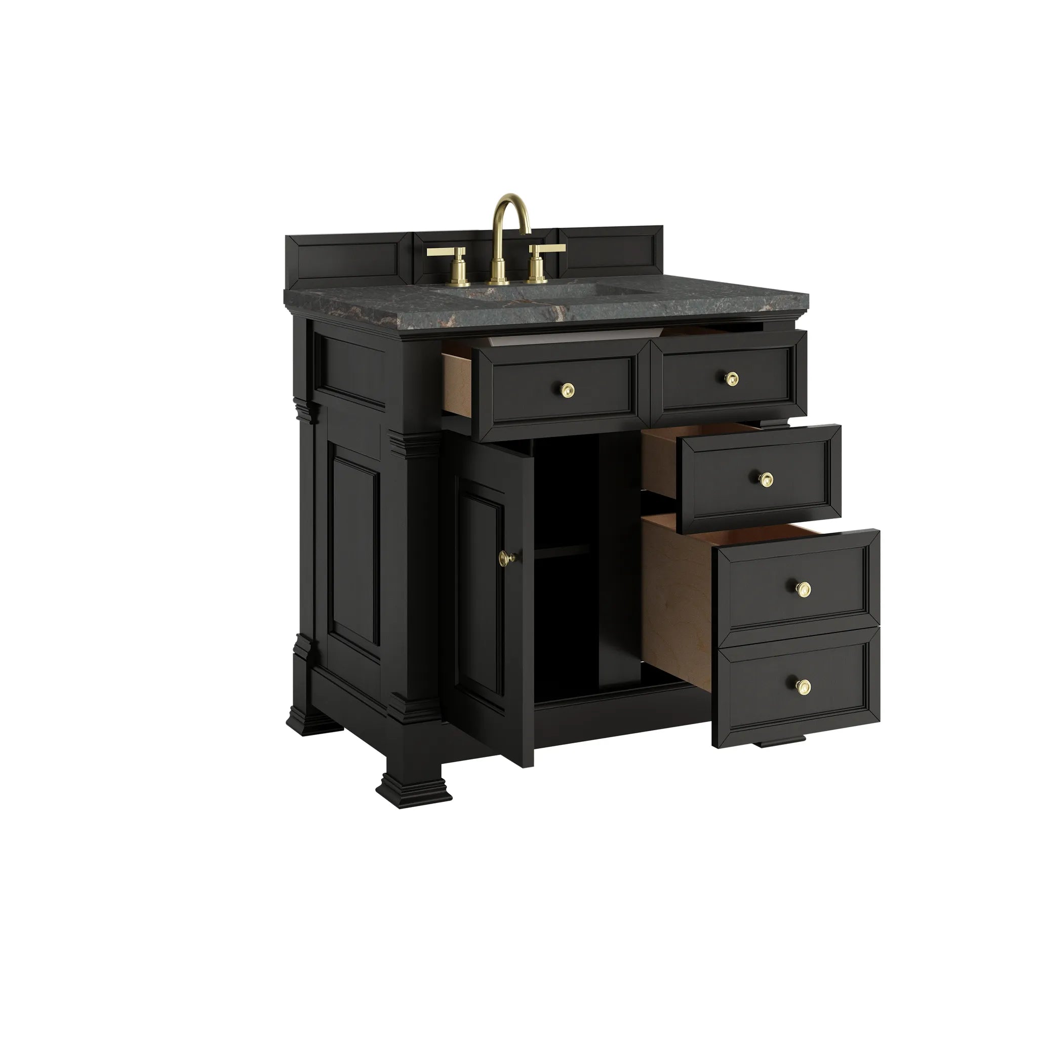 36" Brookfield Single Vanity in Black Onyx-Parisien Bleu Silestone-8" Widespread image 7