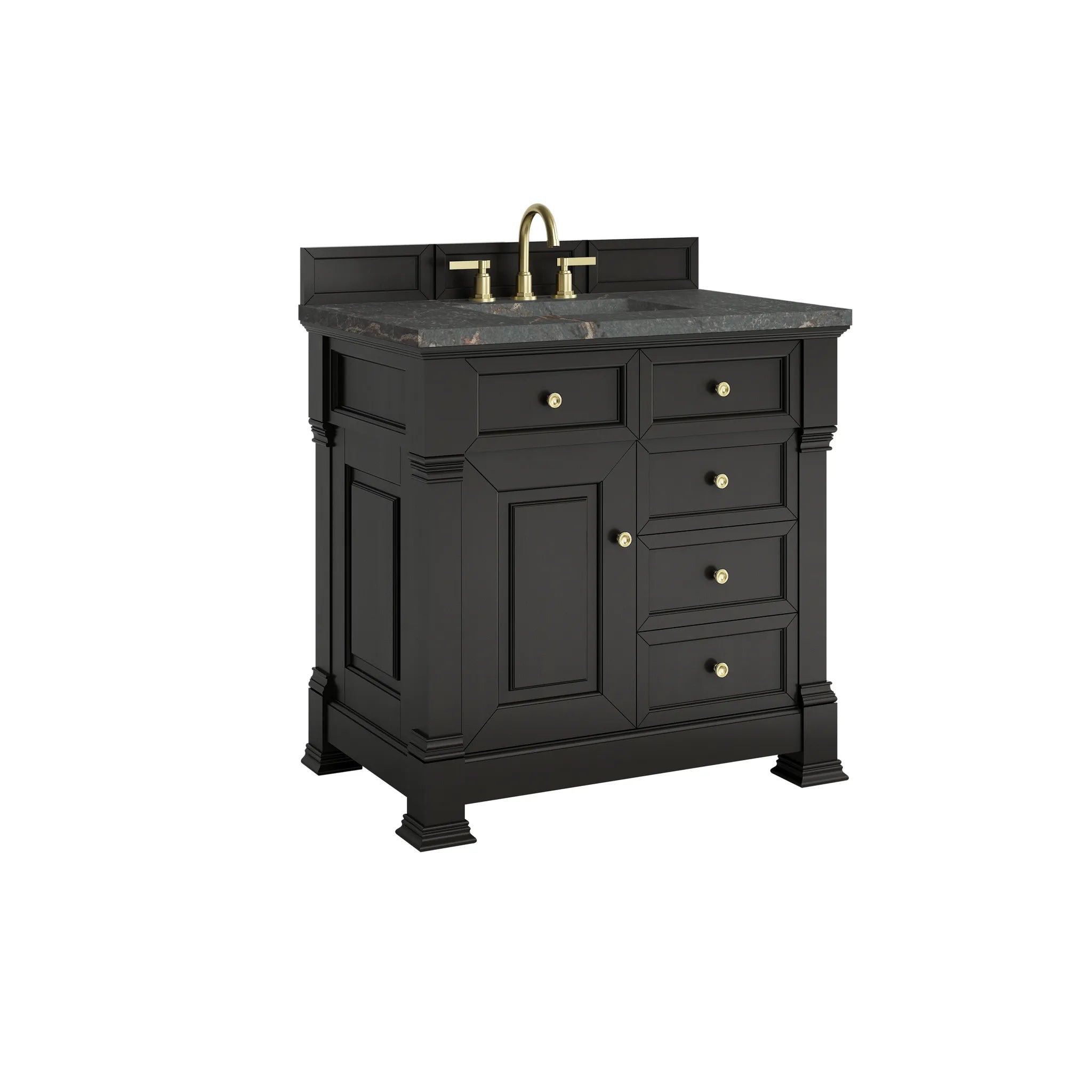 36" Brookfield Single Vanity in Black Onyx-Parisien Bleu Silestone-8" Widespread image 9