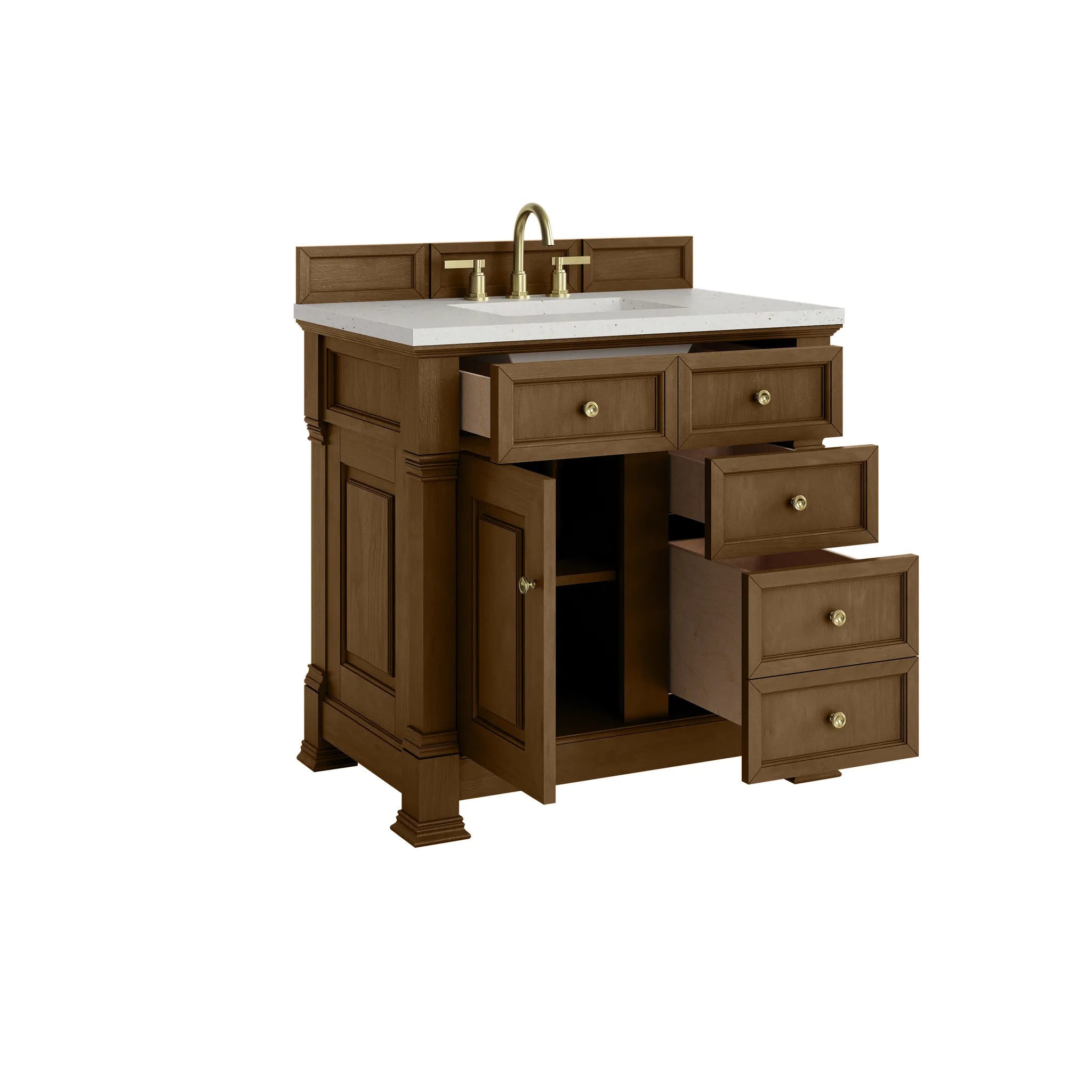 36" Brookfield Single Vanity in Honey Oak-Lime Delight Silestone-8" Widespread image 7
