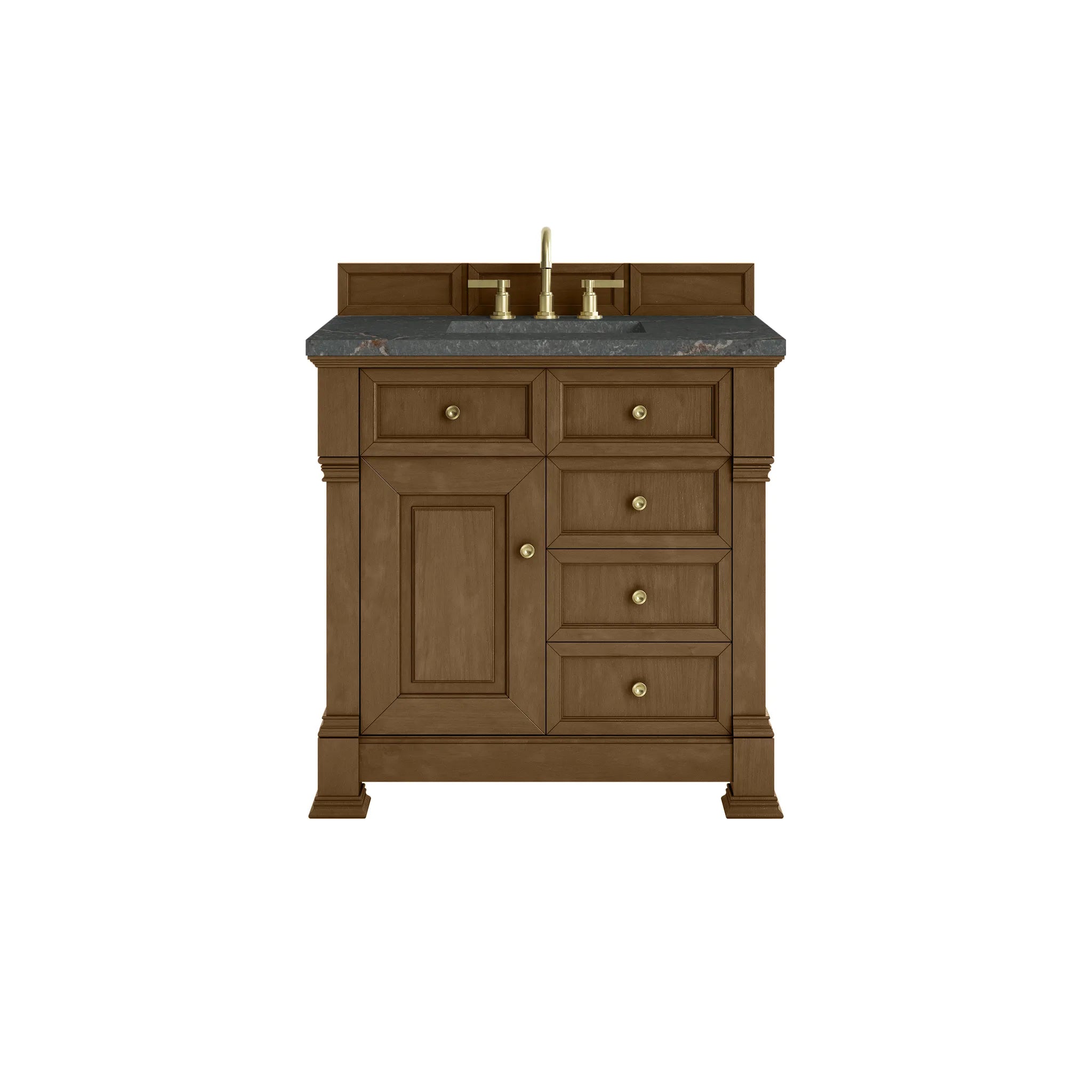 36" Brookfield Single Vanity in Honey Oak-Parisien Bleu Silestone-8" Widespread image