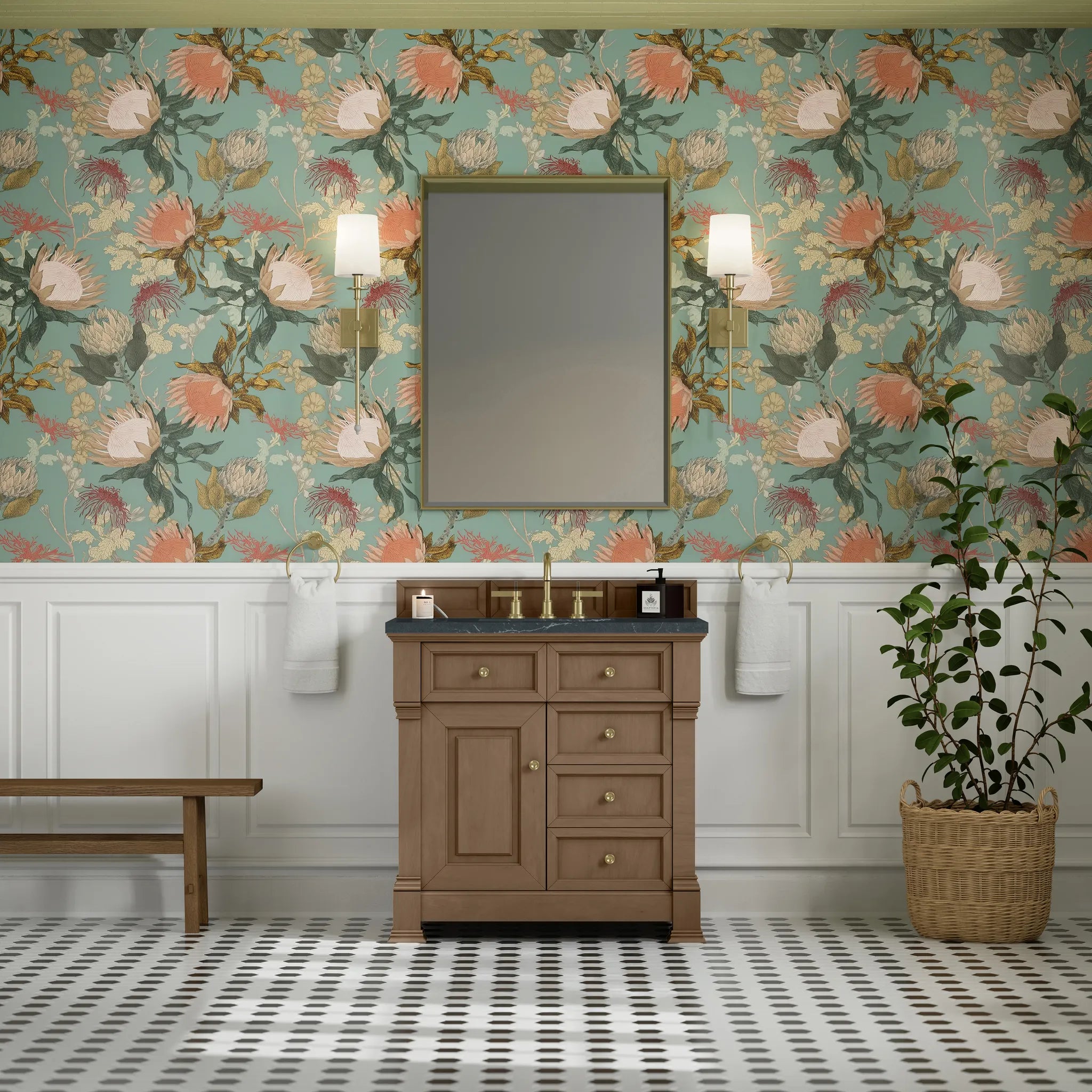 36" Brookfield Single Vanity in Pecan-Charcoal Soapstone Silestone-8" Widespread image 2