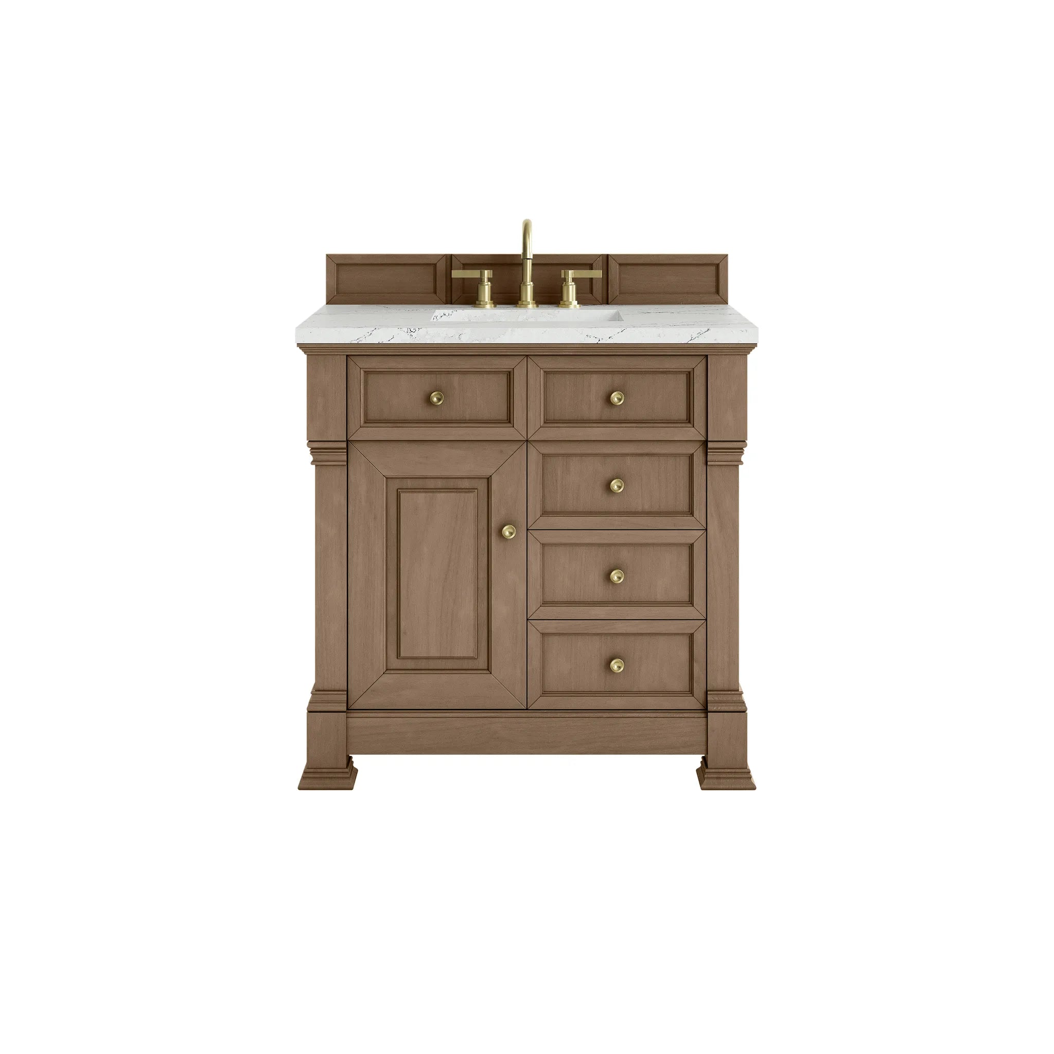 36" Brookfield Single Vanity in Pecan-Ethereal Noctis Silestone-8" Widespread image