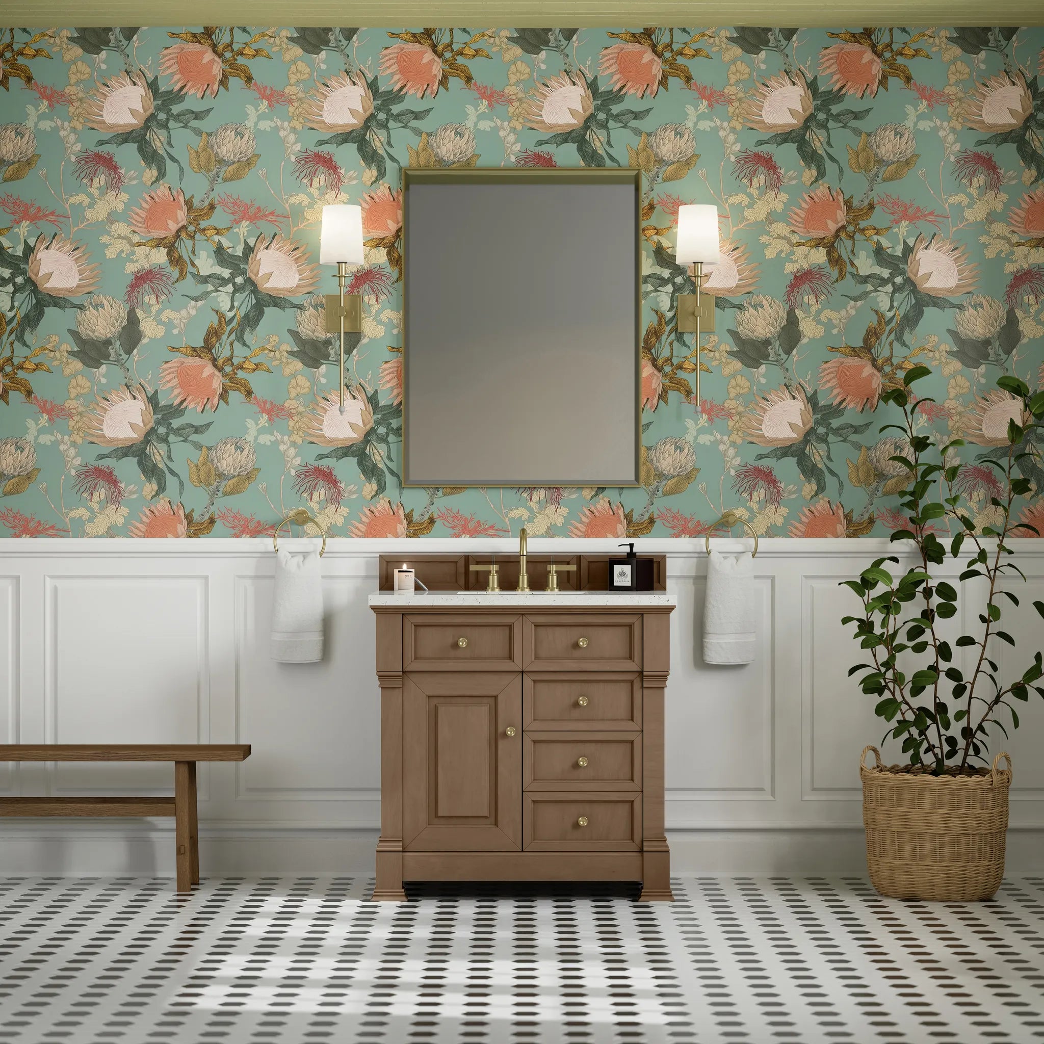 36" Brookfield Single Vanity in Pecan-Lime Delight Silestone-8" Widespread image 2