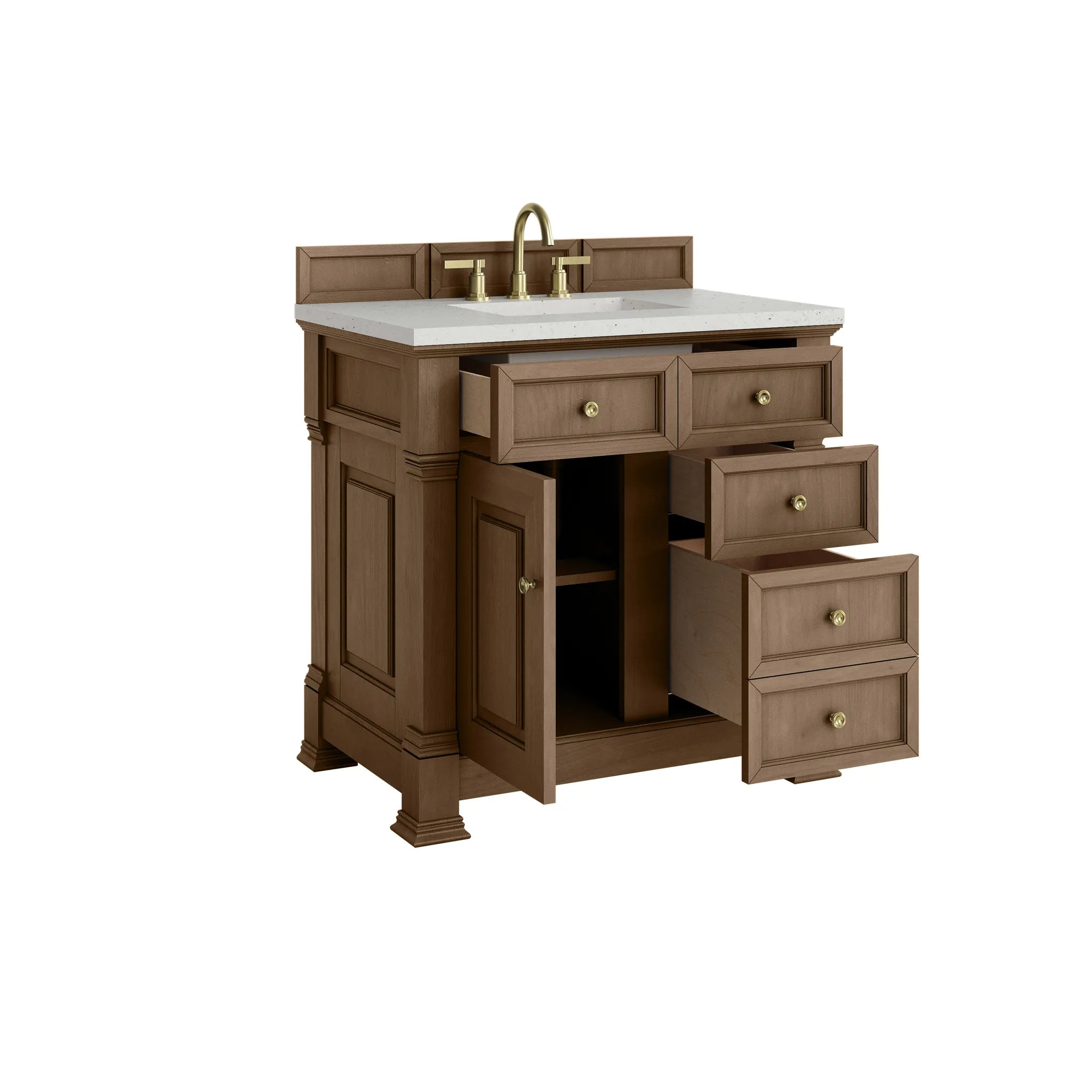 36" Brookfield Single Vanity in Pecan-Lime Delight Silestone-8" Widespread image 7