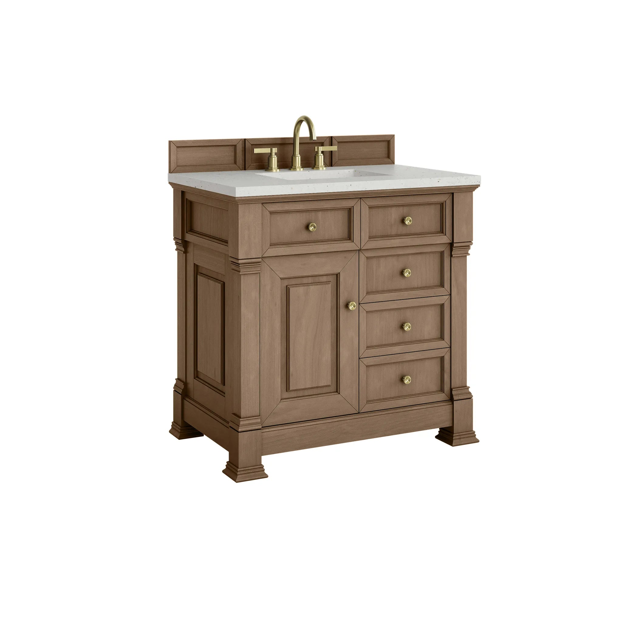 36" Brookfield Single Vanity in Pecan-Lime Delight Silestone-8" Widespread image 9