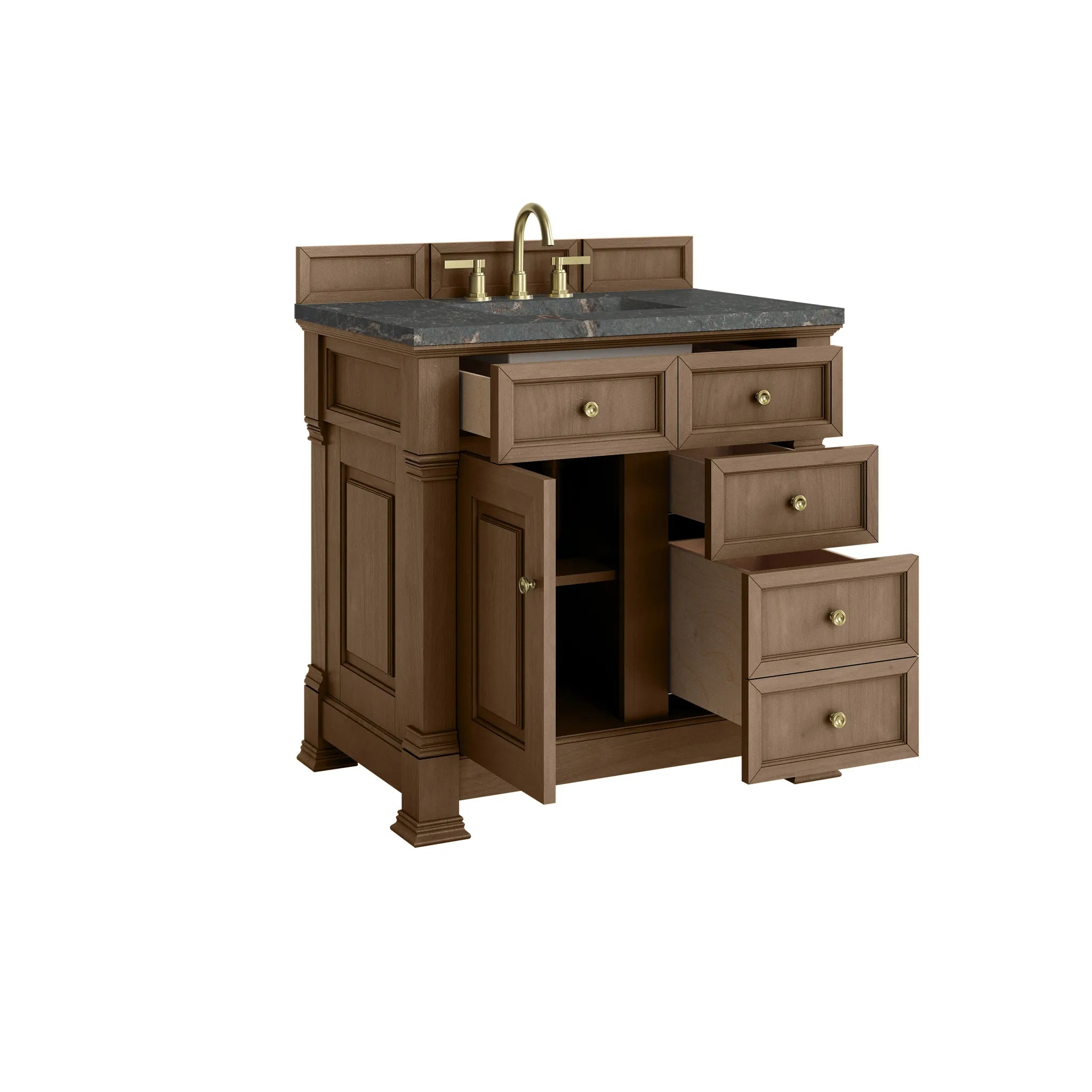 36" Brookfield Single Vanity in Pecan-Parisien Bleu Silestone-8" Widespread image 7