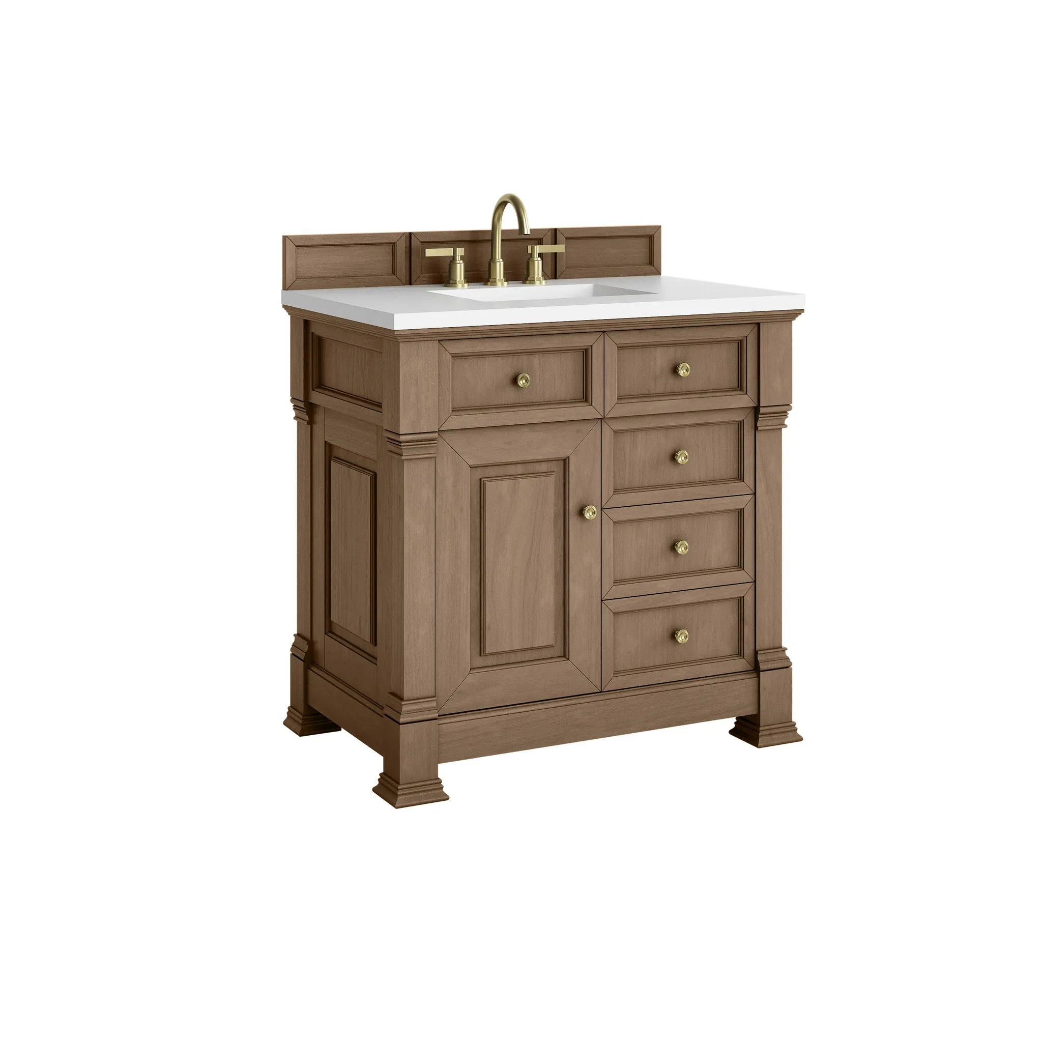 36" Brookfield Single Vanity in Pecan-White Zeus Silestone-8" Widespread image 9