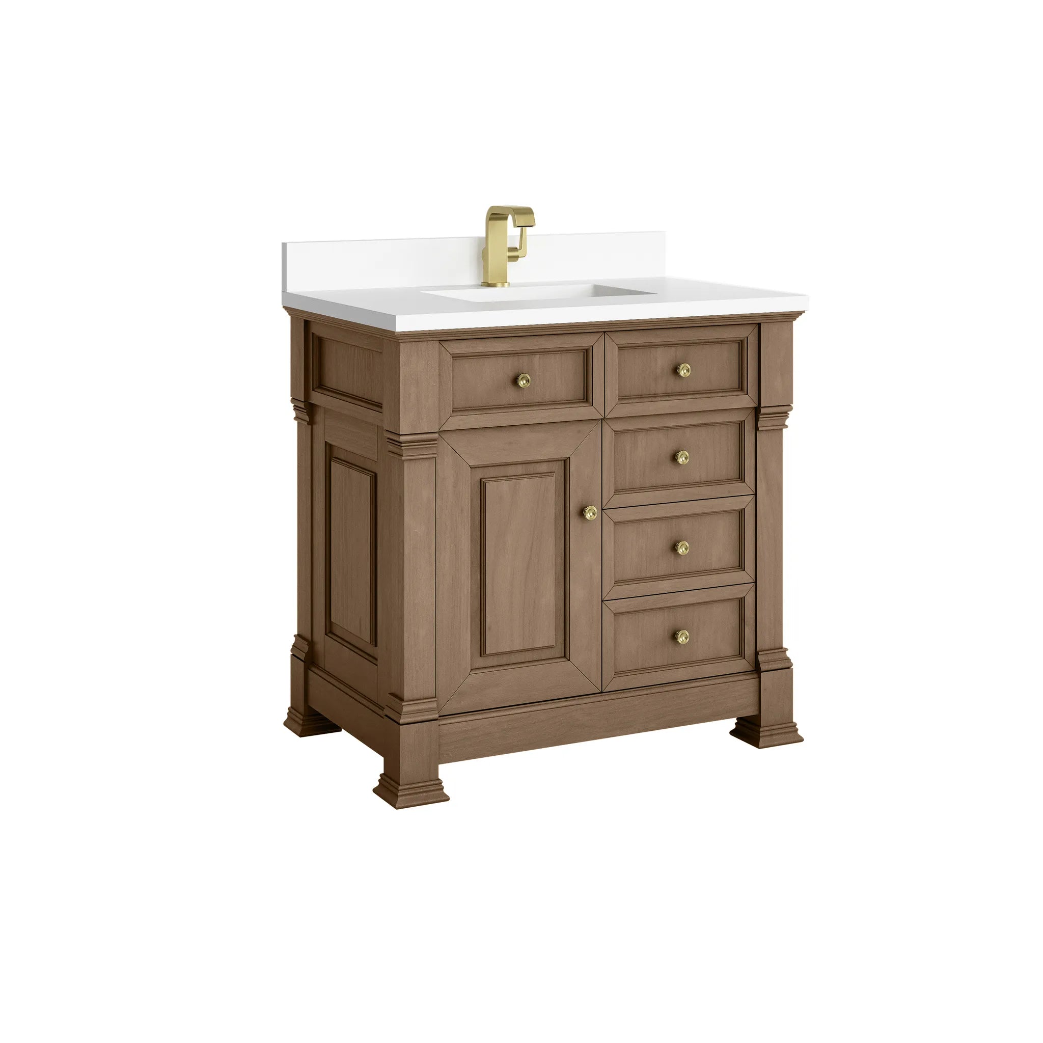 36" Brookfield Single Vanity in Pecan-White Zeus Silestone & Backsplash-Single Hole image 8