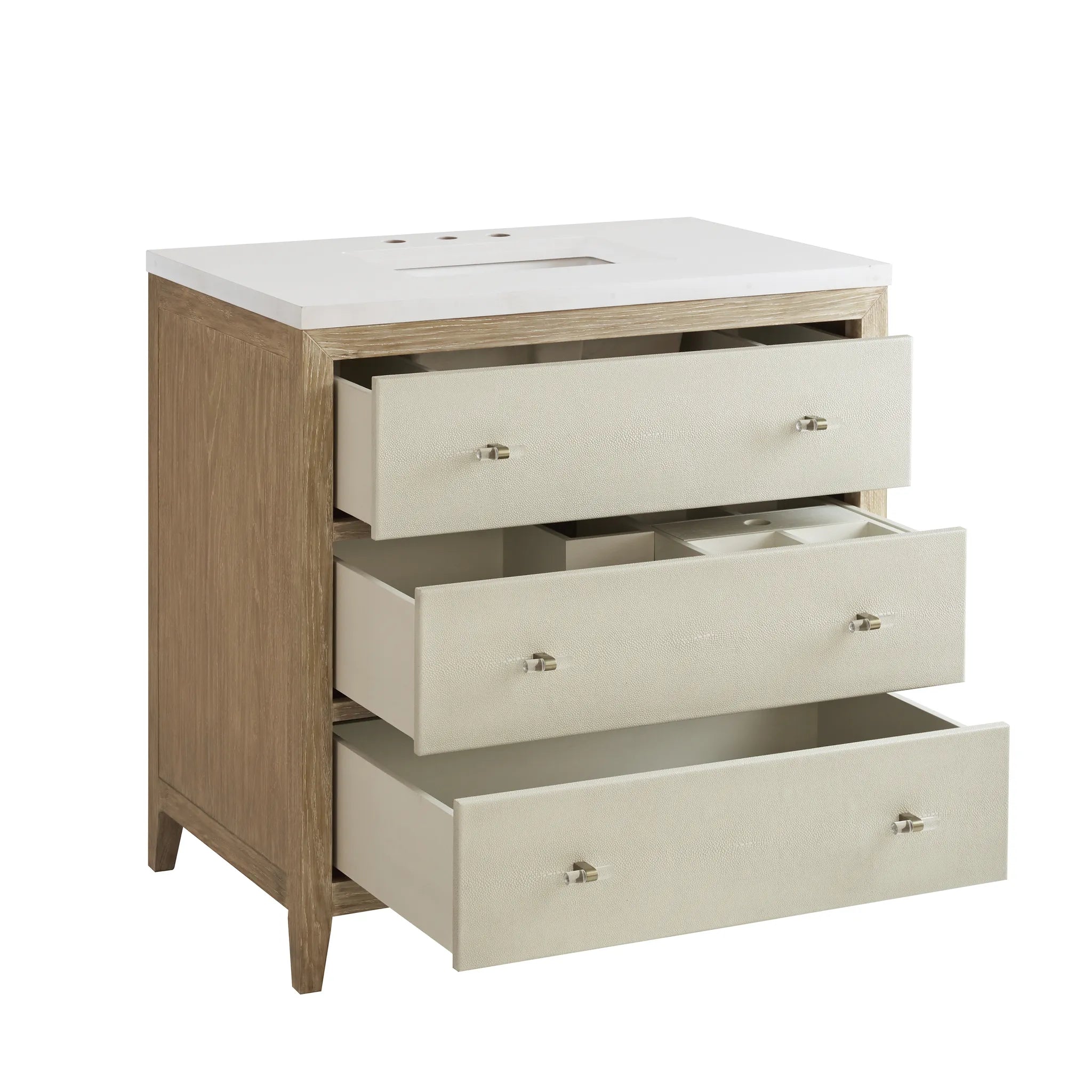 36" Celeste Single Vanity in Sunwashed Oak with Embossed Shagreen-Cabinet Only-Not Available image 3