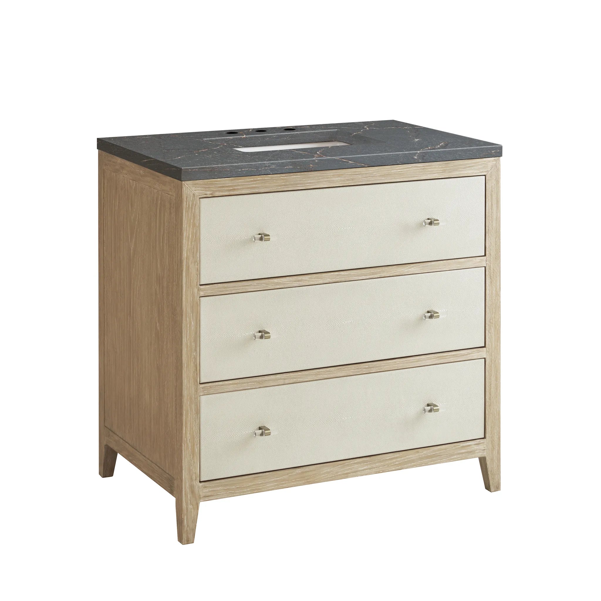 36" Celeste Single Vanity in Sunwashed Oak with Embossed Shagreen-Parisien Bleu Silestone-8" Widespread image 9