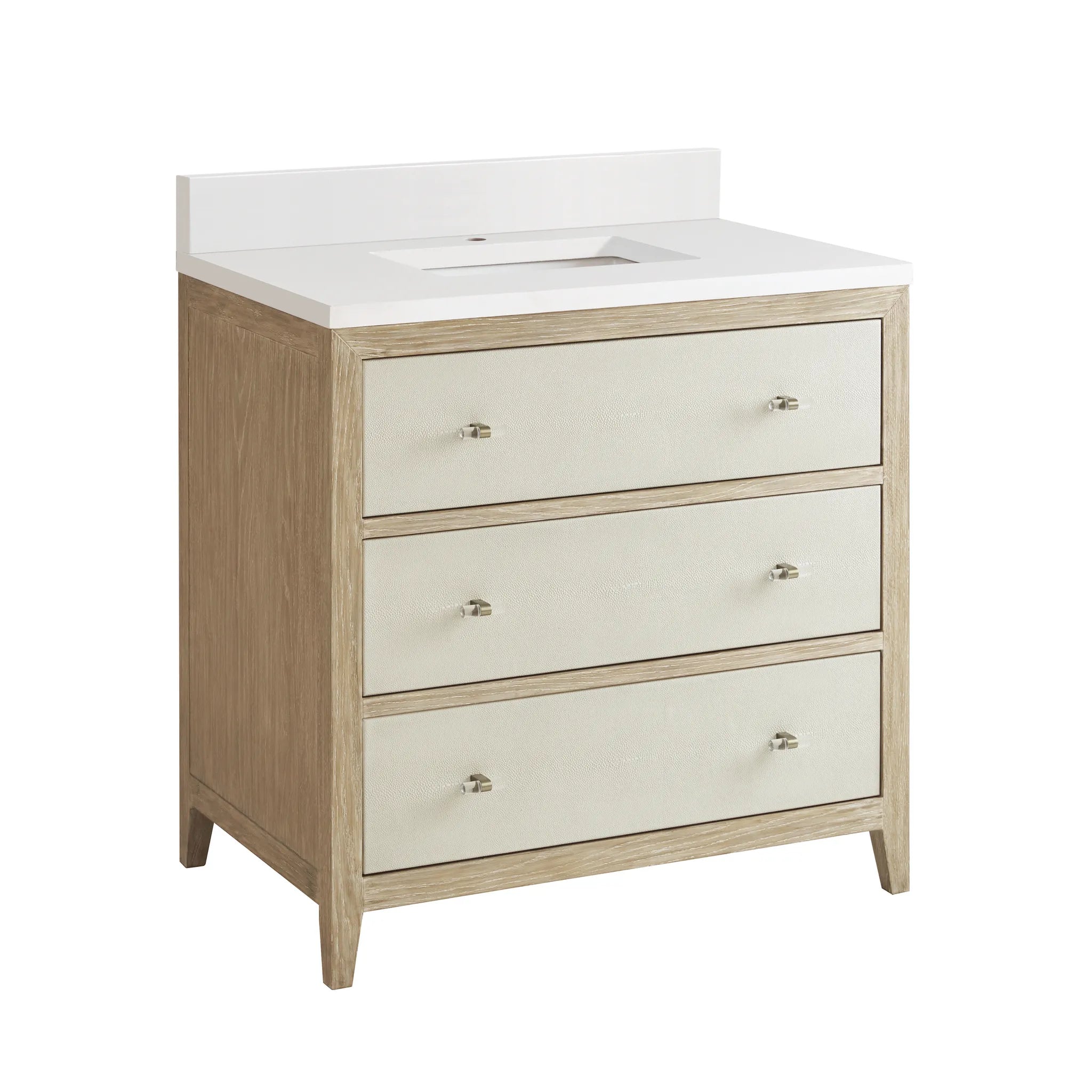 36" Celeste Single Vanity in Sunwashed Oak with Embossed Shagreen-White Zeus Silestone & Backsplash-Single Hole image 10
