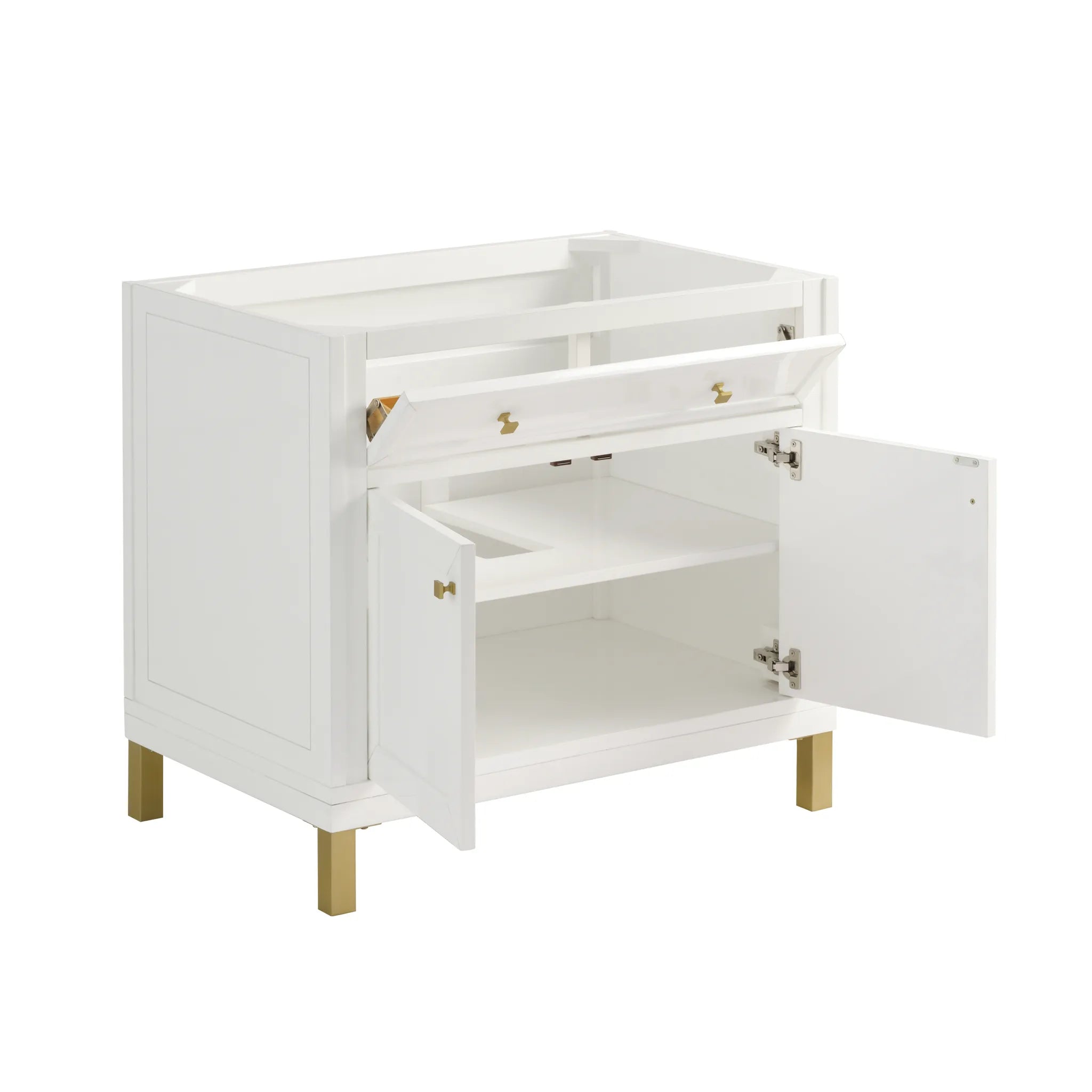 36" Chicago Single Vanity in Glossy White-Victorian Silver Silestone-8" Widespread image 8