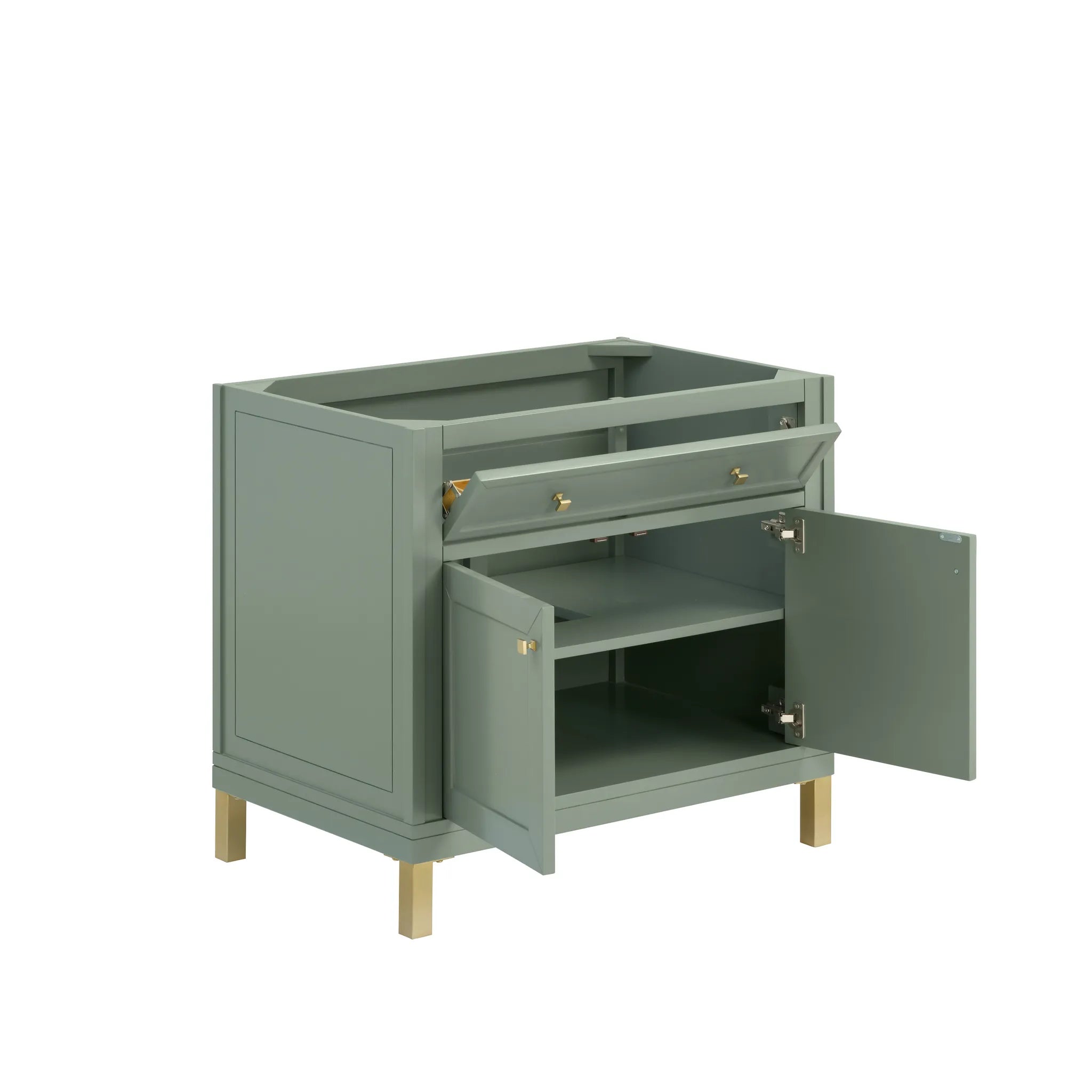 36" Chicago Single Vanity in Smokey Celadon-Ethereal Noctis Silestone-8" Widespread image 9