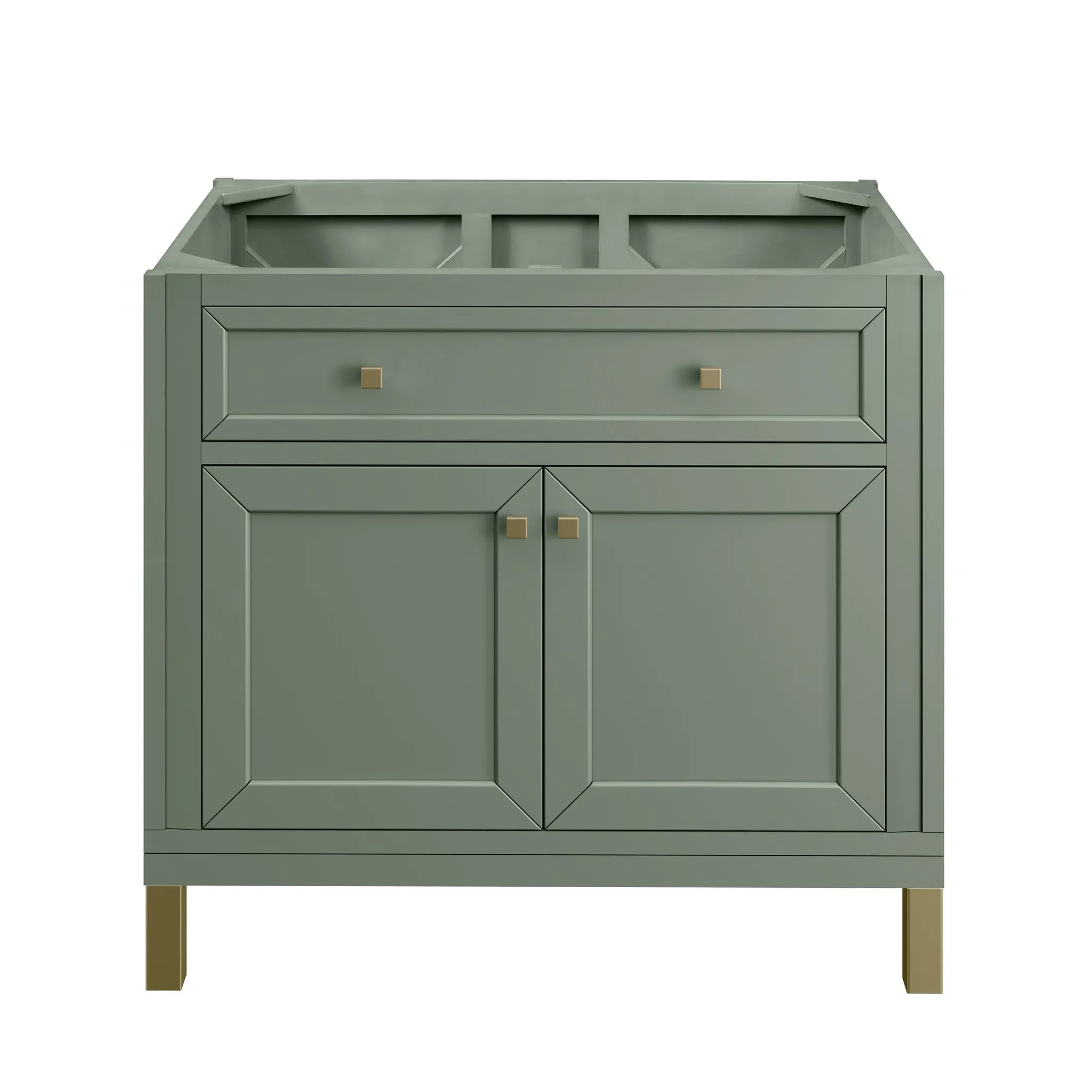 36" Chicago Single Vanity in Smokey Celadon-White Zeus Silestone-8" Widespread image 7