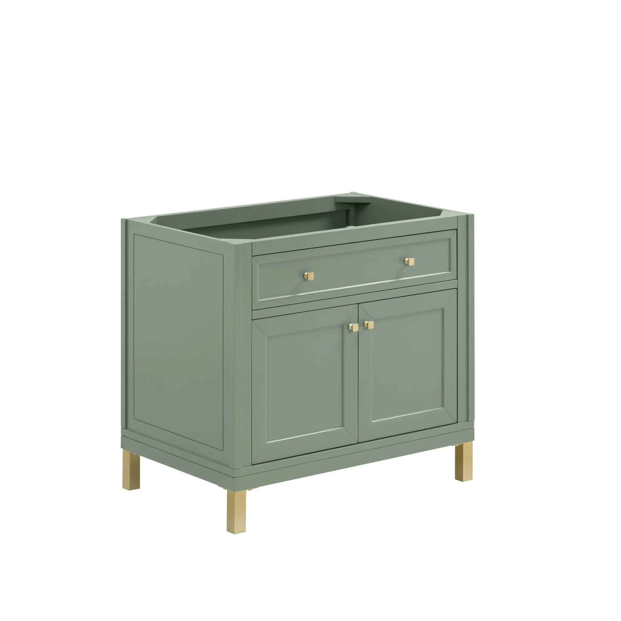 36" Chicago Single Vanity in Smokey Celadon-White Zeus Silestone & Backsplash-Single Hole image 1