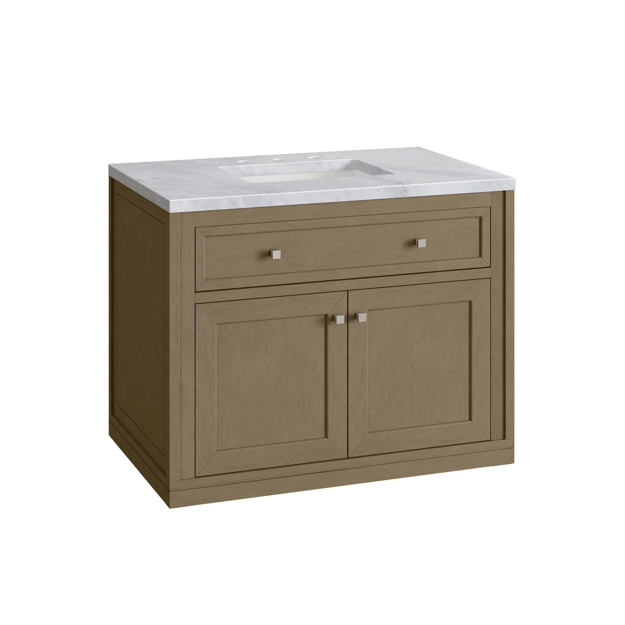 36" Chicago Single Vanity in Walnut Whisper-Carrara White Marble-8" Widespread image 18