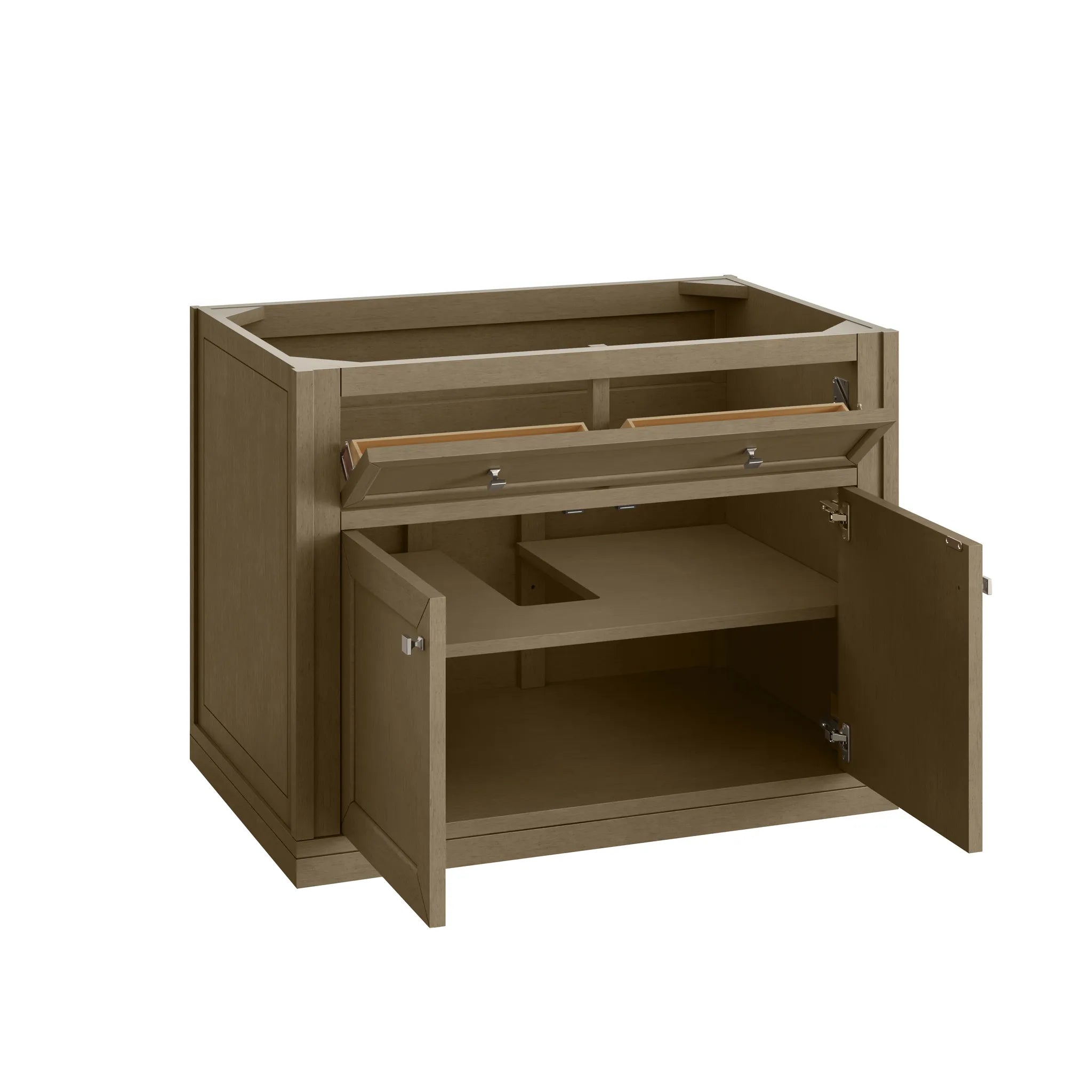 36" Chicago Single Vanity in Walnut Whisper-Eternal Jasmine Pearl Silestone-8" Widespread image 14