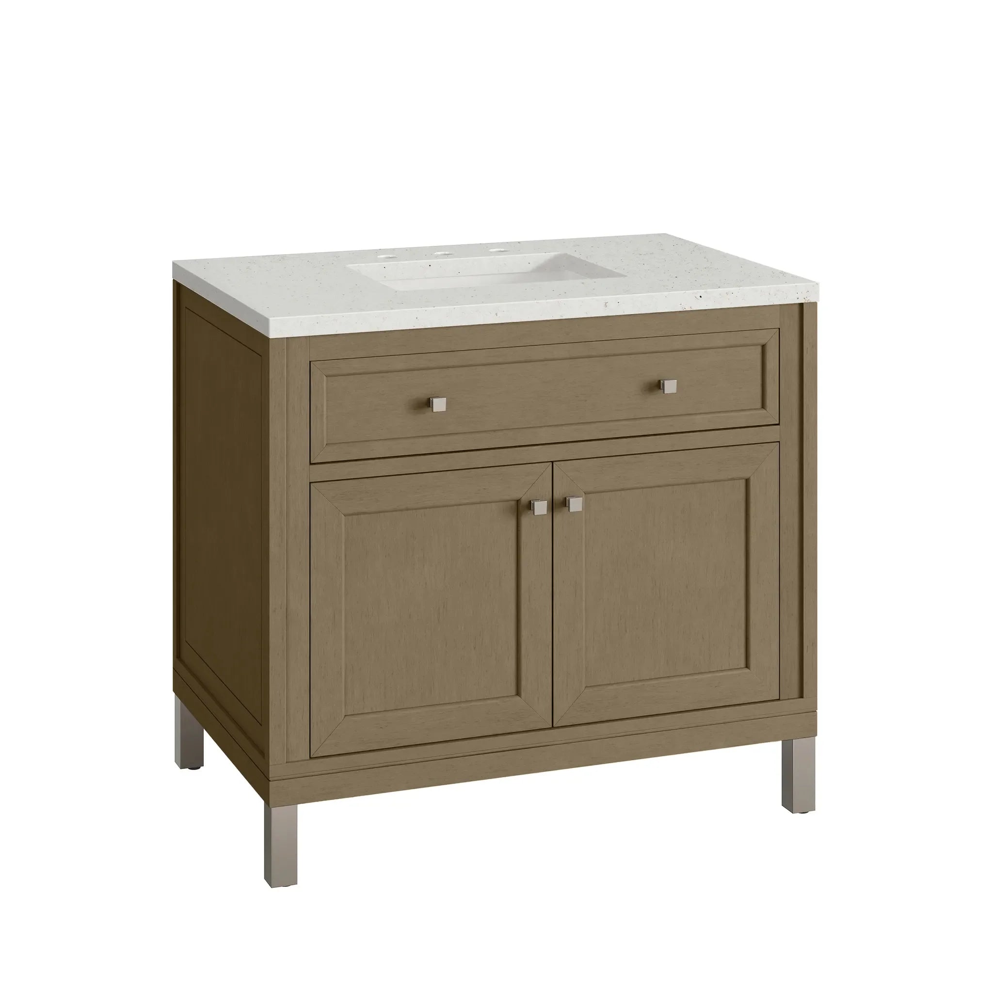 36" Chicago Single Vanity in Walnut Whisper-Lime Delight Silestone-8" Widespread image 13