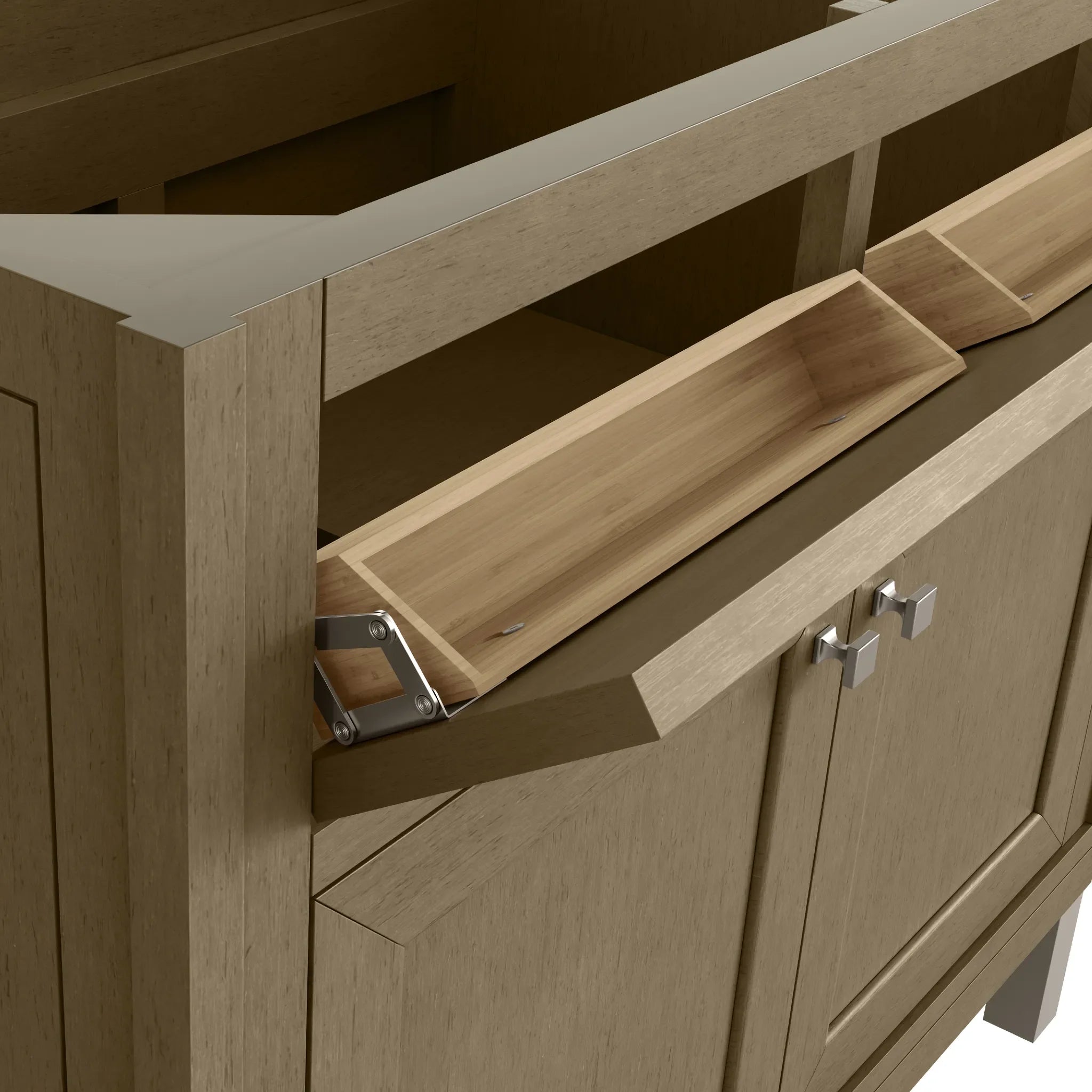 36" Chicago Single Vanity in Walnut Whisper-White Zeus Silestone-8" Widespread image 24