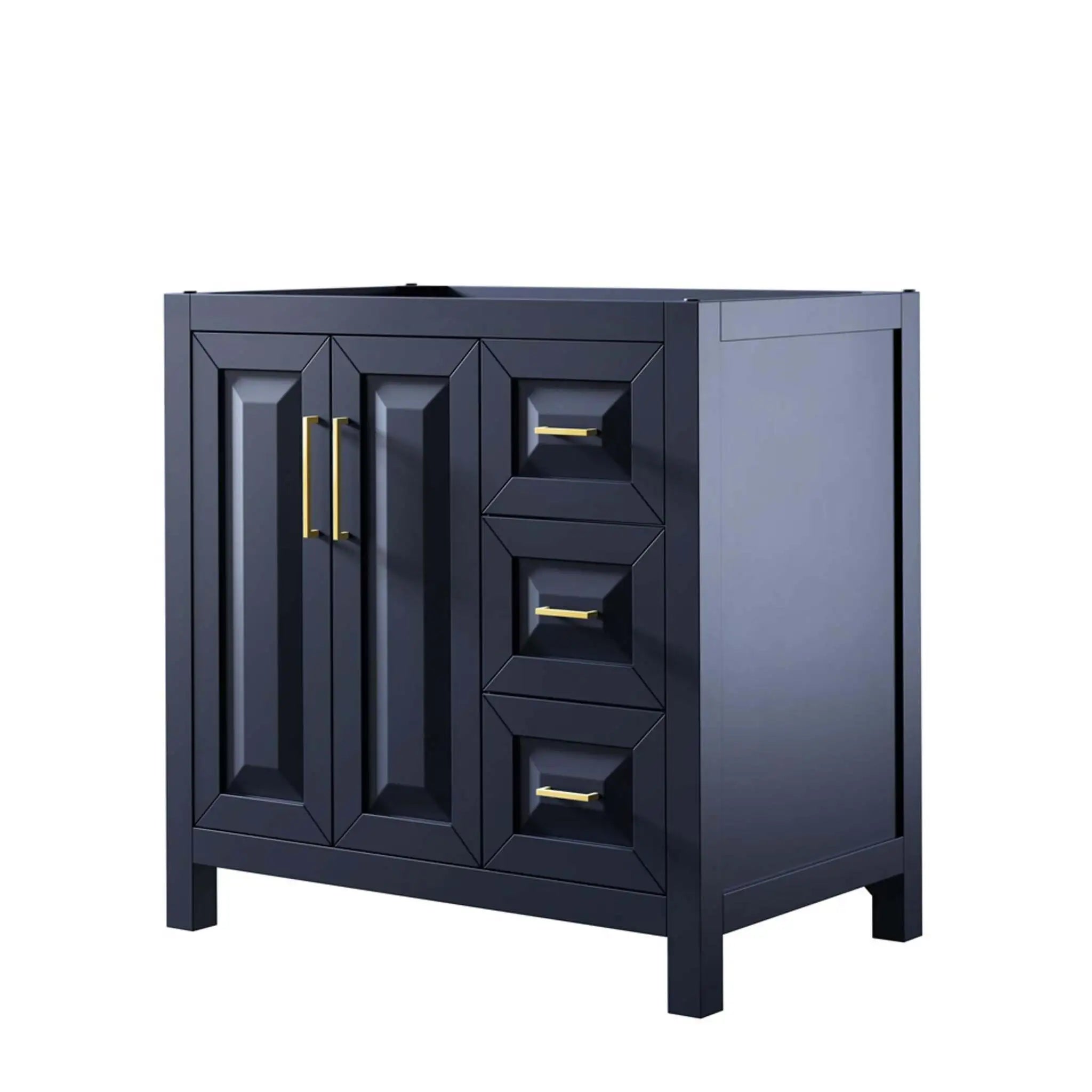 36" Daria Single Bathroom Vanity in Dark Blue with Brushed Gold Trim by Wyndham