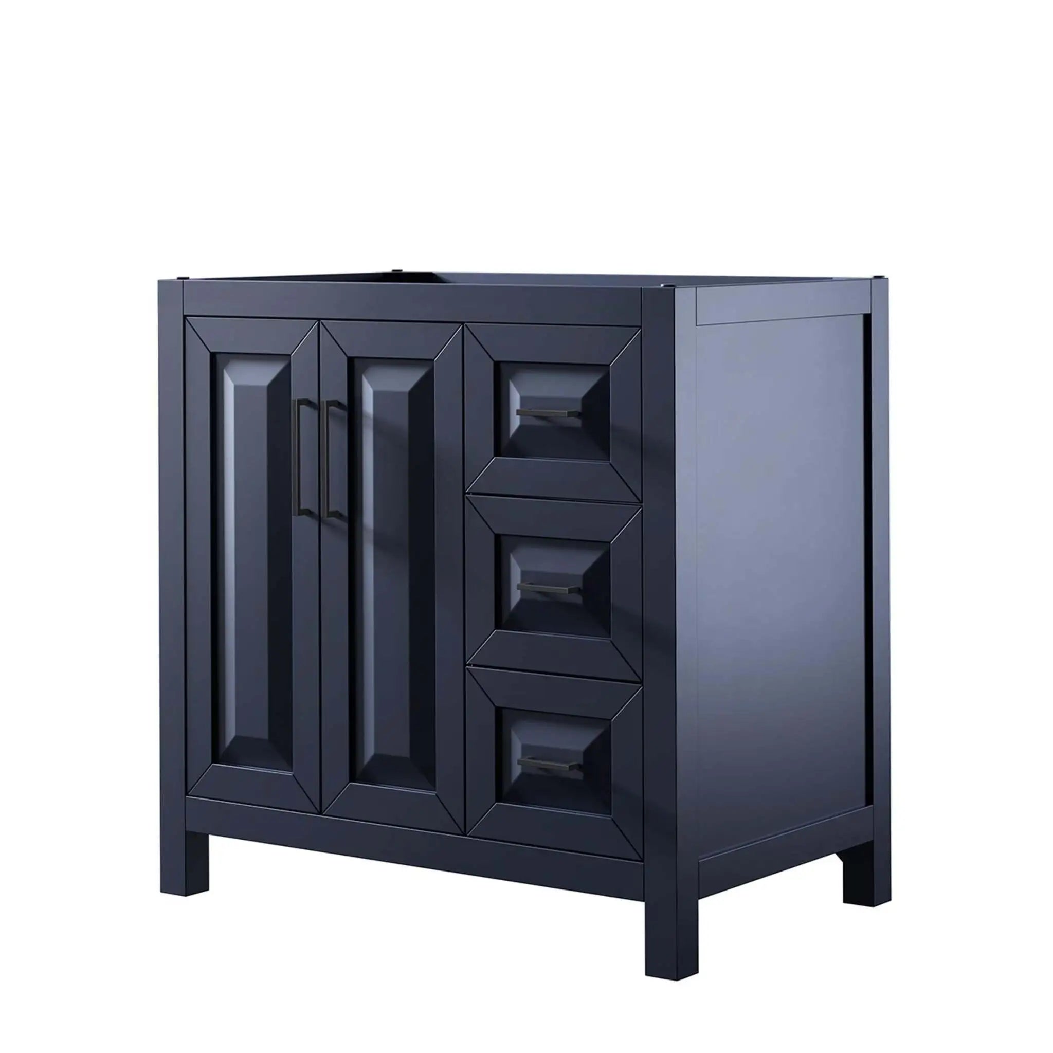 36" Daria Single Bathroom Vanity in Dark Blue with Matte Black Trim by Wyndham