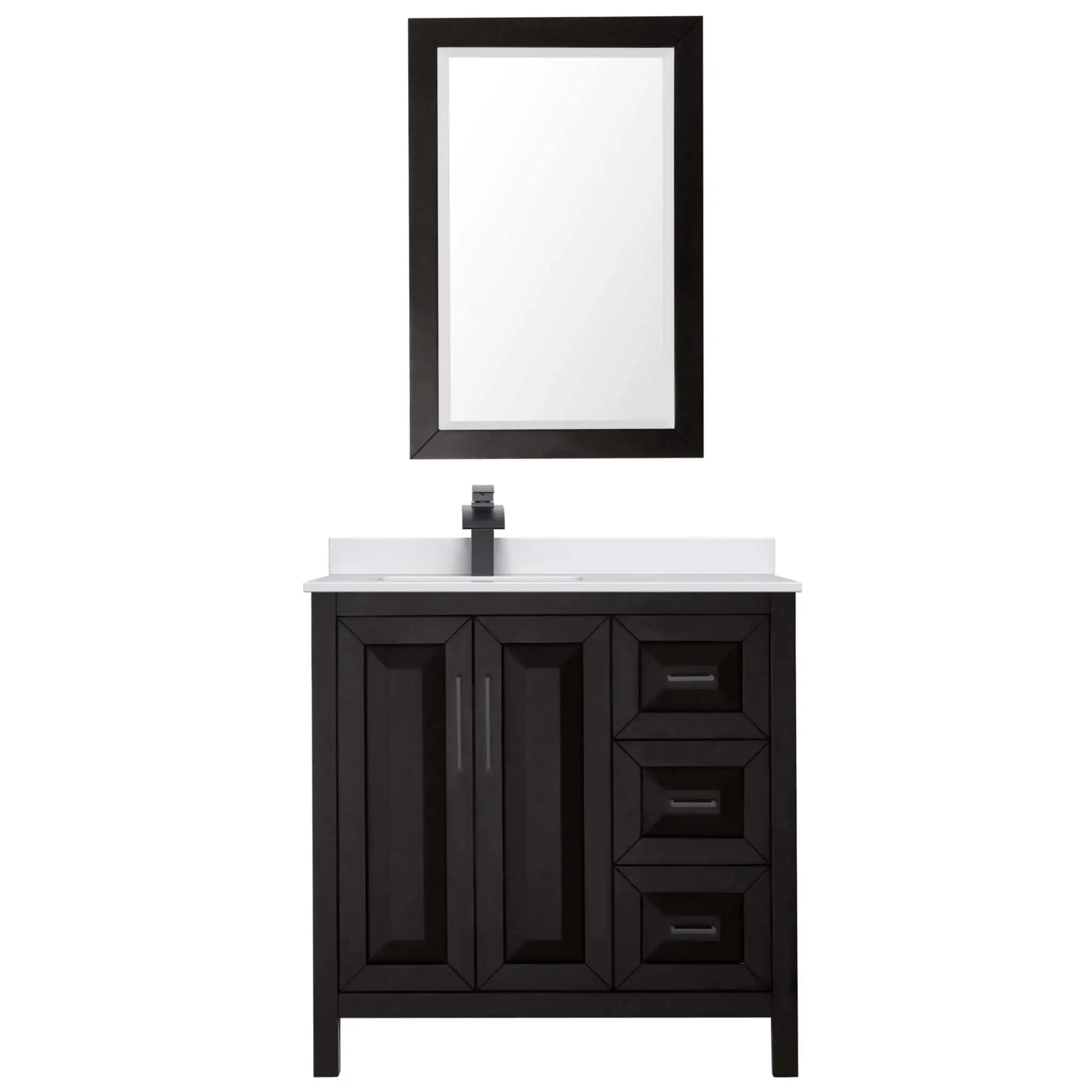 36" Daria Single Bathroom Vanity in Dark Espresso with Matte Black Trim & 24" Mirror by Wyndham