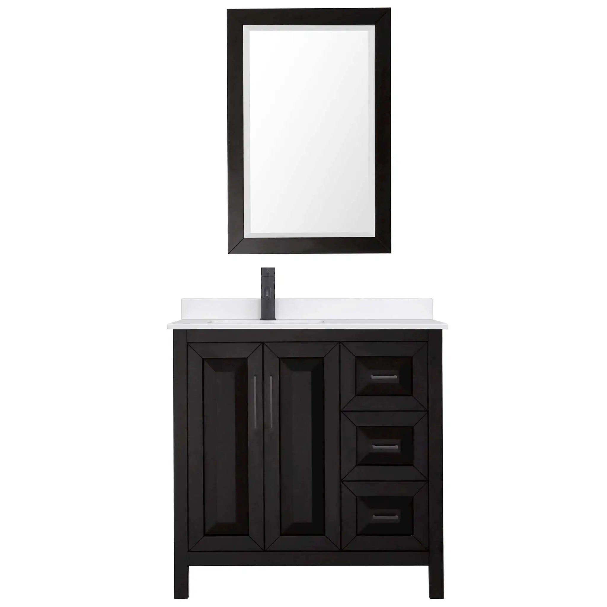 36" Daria Single Bathroom Vanity in Dark Espresso with Matte Black Trim & 24" Mirror by Wyndham