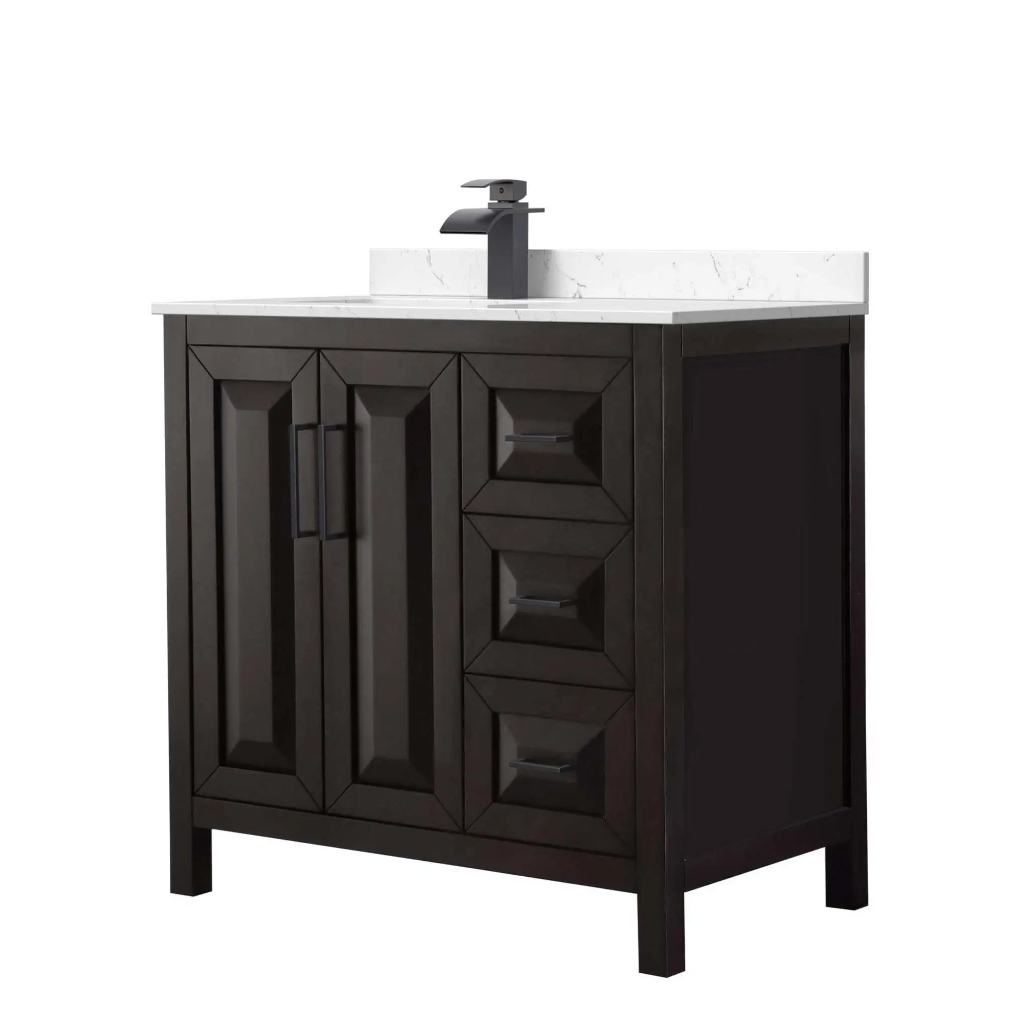 36" Daria Single Bathroom Vanity in Dark Espresso with Matte Black Trim by Wyndham