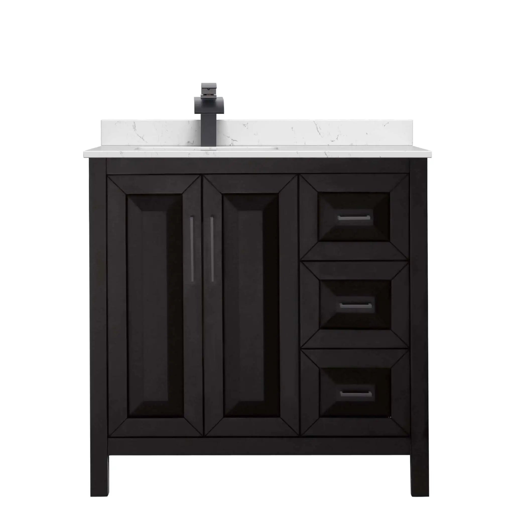 36" Daria Single Bathroom Vanity in Dark Espresso with Matte Black Trim by Wyndham
