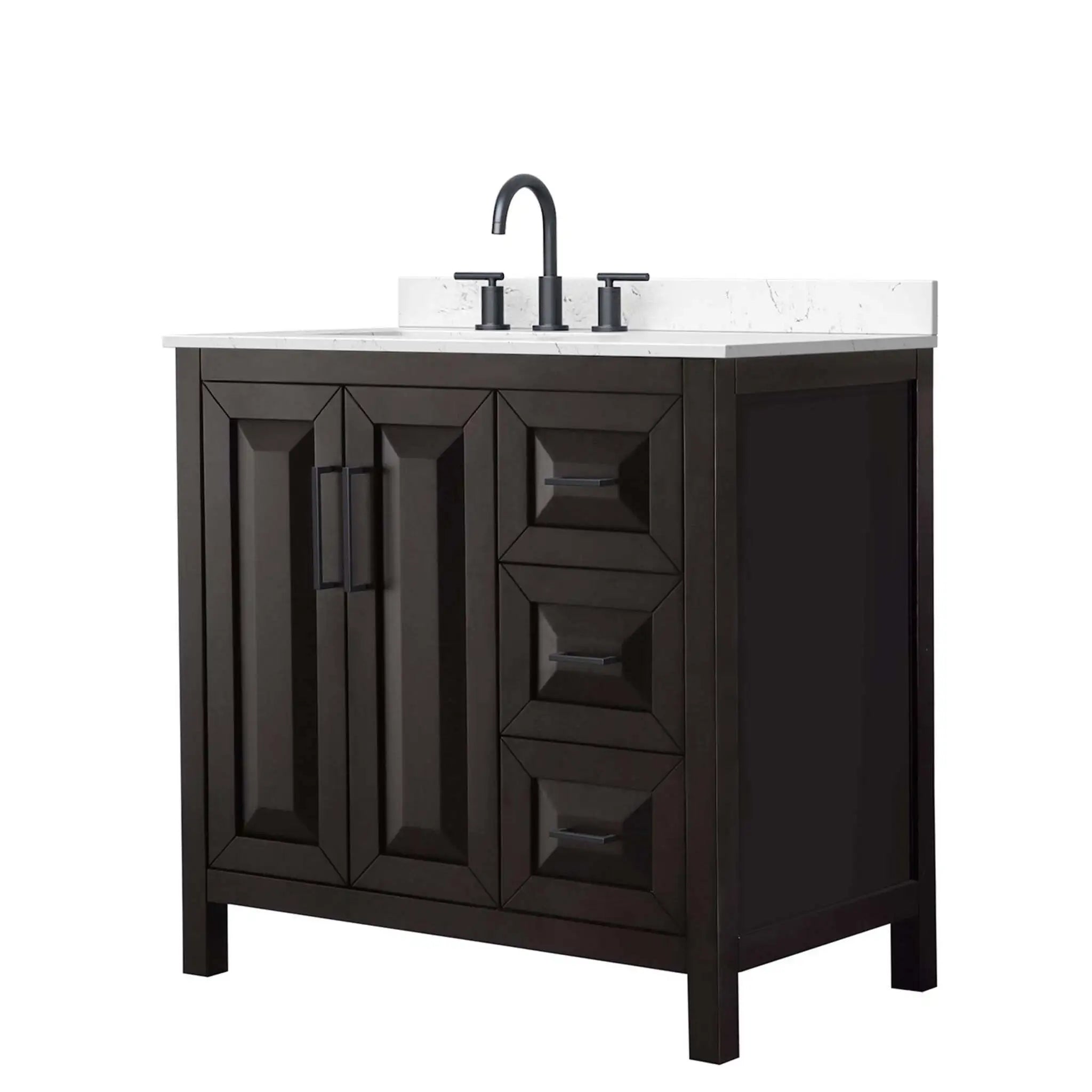 36" Daria Single Bathroom Vanity in Dark Espresso with Matte Black Trim by Wyndham