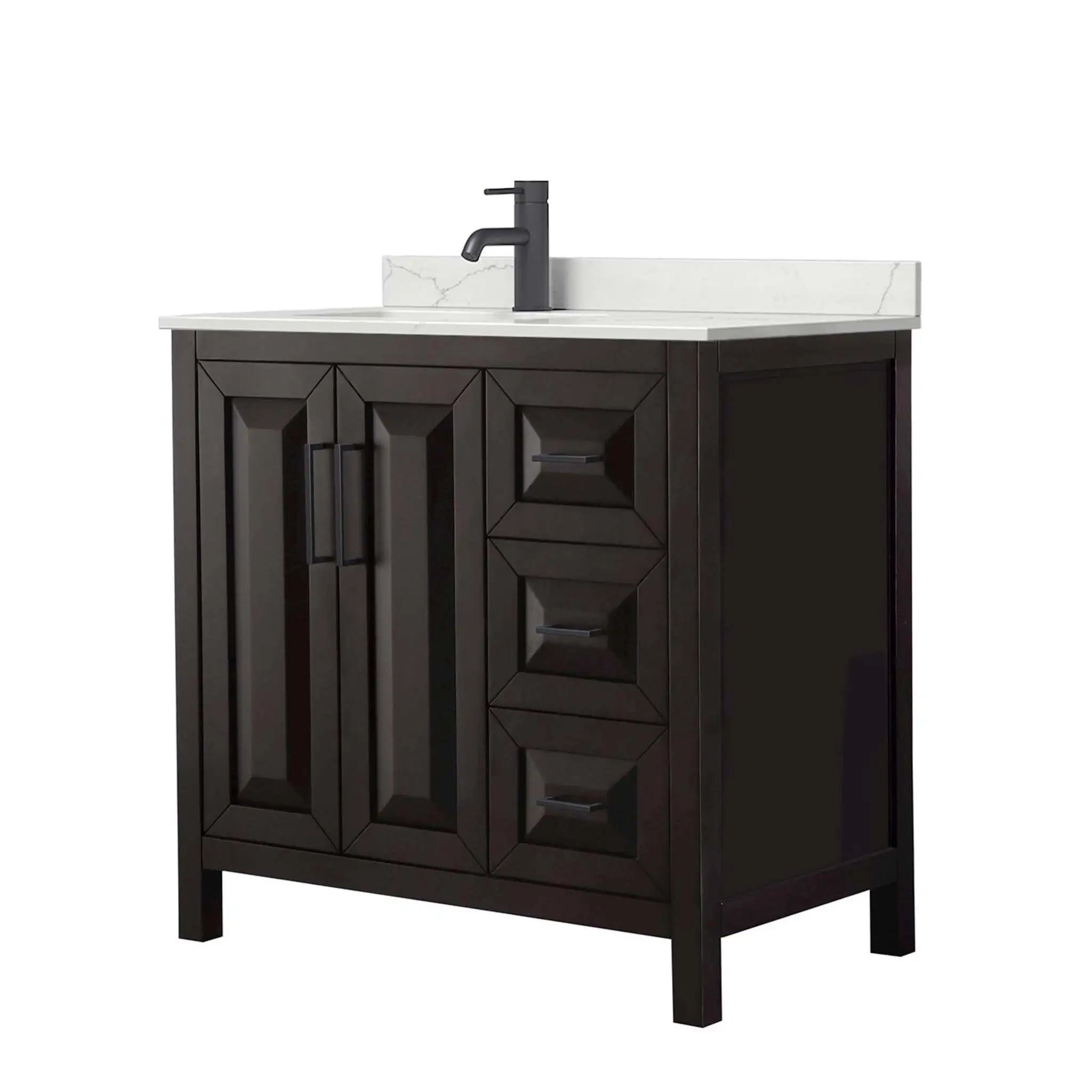 36" Daria Single Bathroom Vanity in Dark Espresso with Matte Black Trim by Wyndham