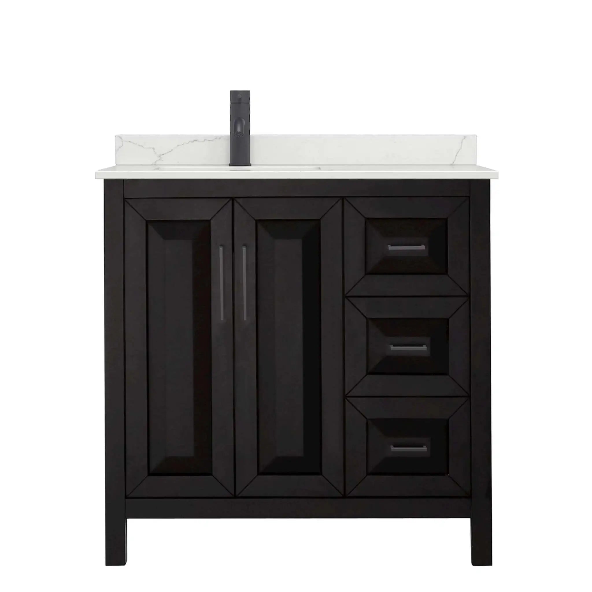 36" Daria Single Bathroom Vanity in Dark Espresso with Matte Black Trim by Wyndham
